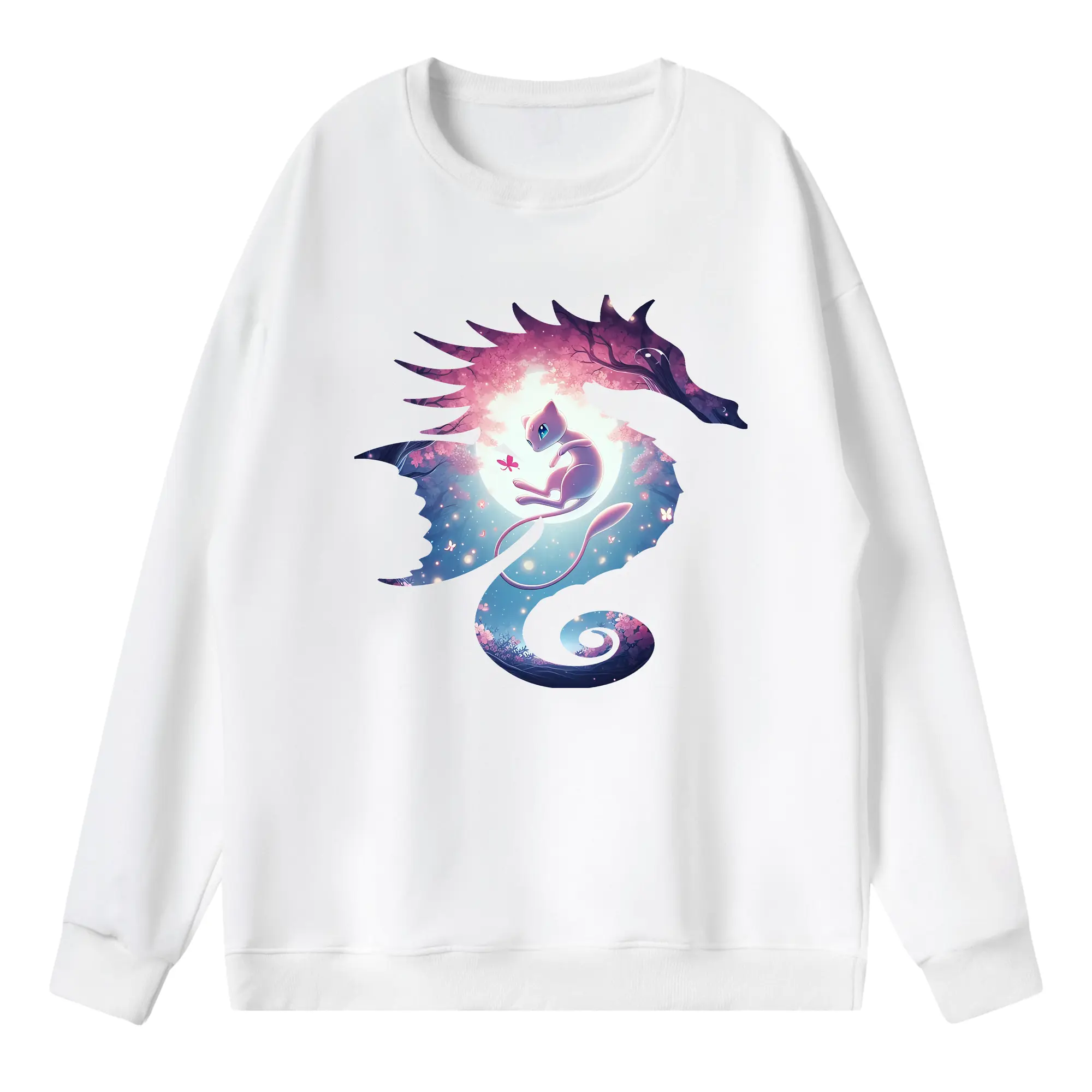 ポケモン グッズ,ミュウ - 薄手 クルーネック スウェット 裏毛260g · ポリエステル 春秋向け カジュアル 男女兼用 · トレーナー デイリー スポーツ 散歩に最適