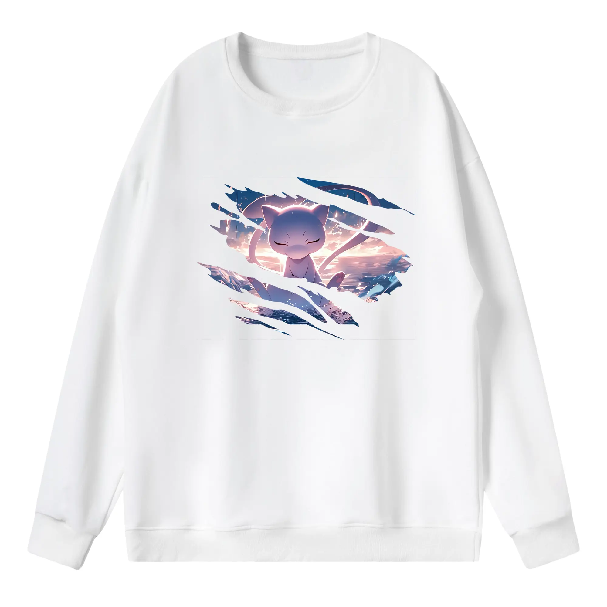 ポケモン グッズ,ミュウ - 薄手 クルーネック スウェット 裏毛260g · ポリエステル 春秋向け カジュアル 男女兼用 · トレーナー デイリー スポーツ 散歩に最適