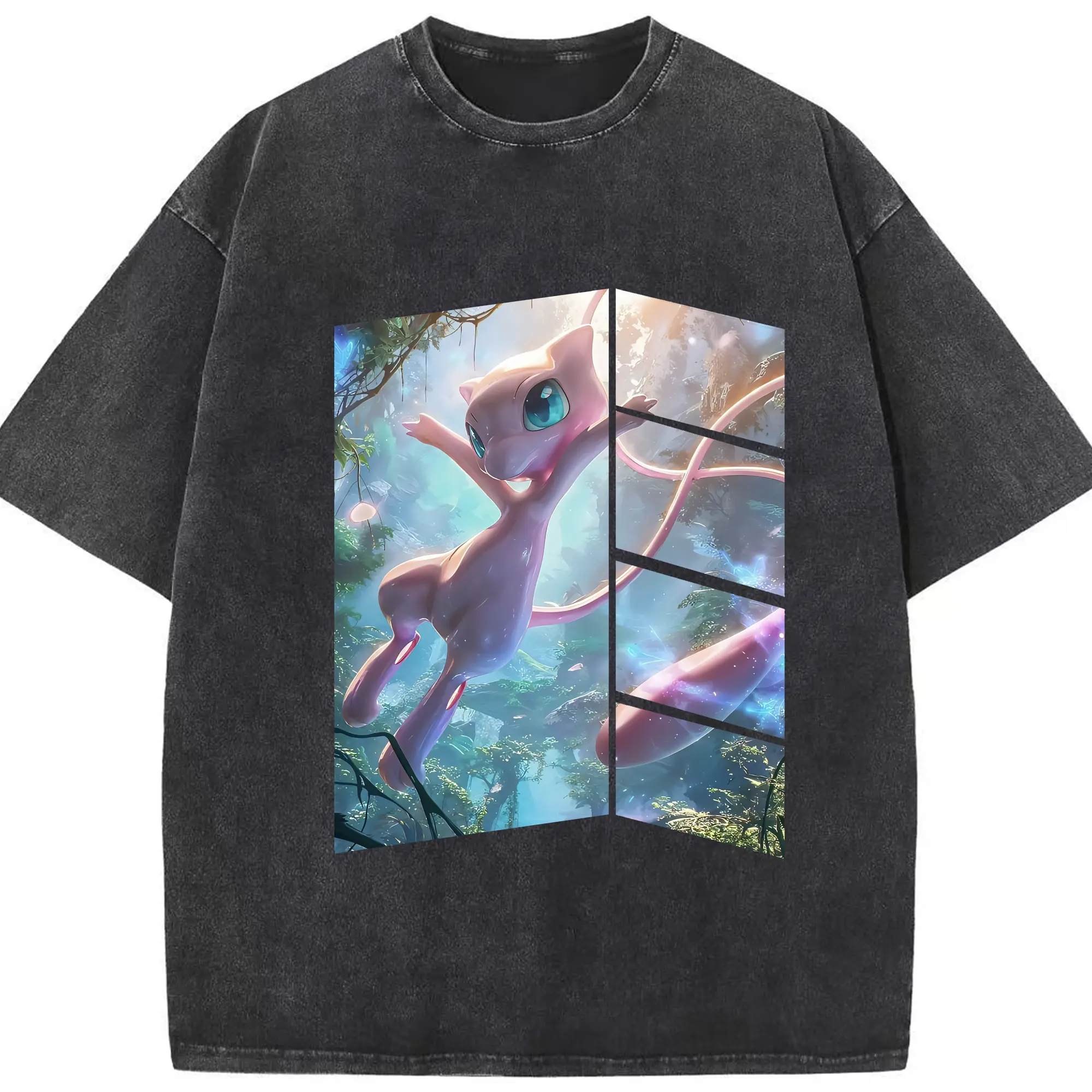 ポケモン グッズ,ミュウ - 綿100％ ヴィンテージ風 半袖Tシャツ ・ フロントプリント ・ 柔らか肌触り ・ 通気性 快適 ・ スポーツ カジュアル 外出用