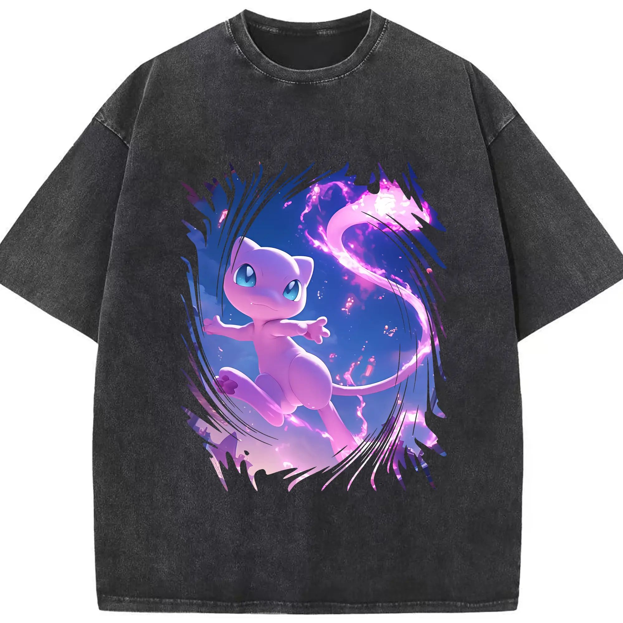 ポケモン グッズ,ミュウ - 綿100％ ヴィンテージ風 半袖Tシャツ ・ フロントプリント ・ 柔らか肌触り ・ 通気性 快適 ・ スポーツ カジュアル 外出用