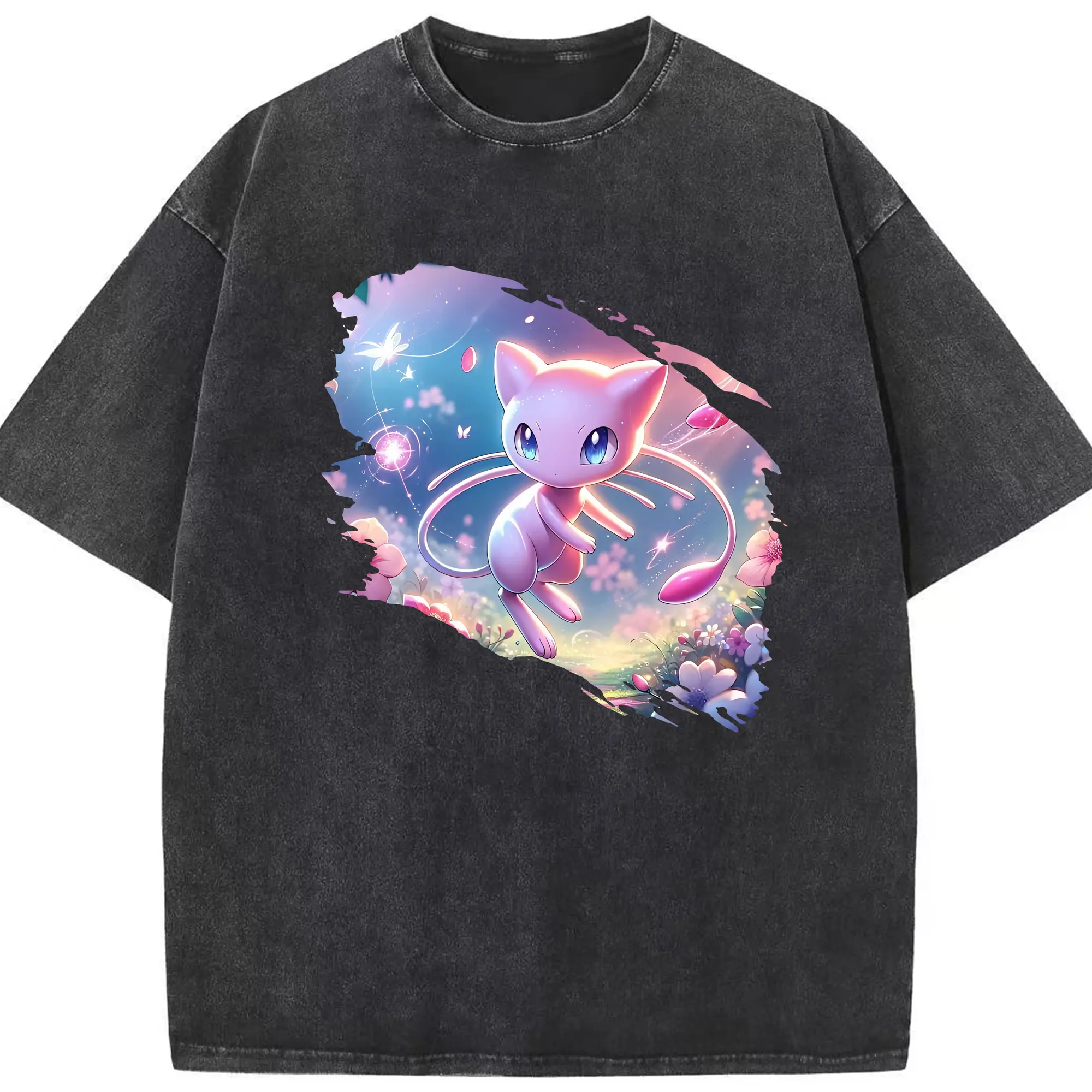 ポケモン グッズ,ミュウ - 綿100％ ヴィンテージ風 半袖Tシャツ ・ フロントプリント ・ 柔らか肌触り ・ 通気性 快適 ・ スポーツ カジュアル 外出用