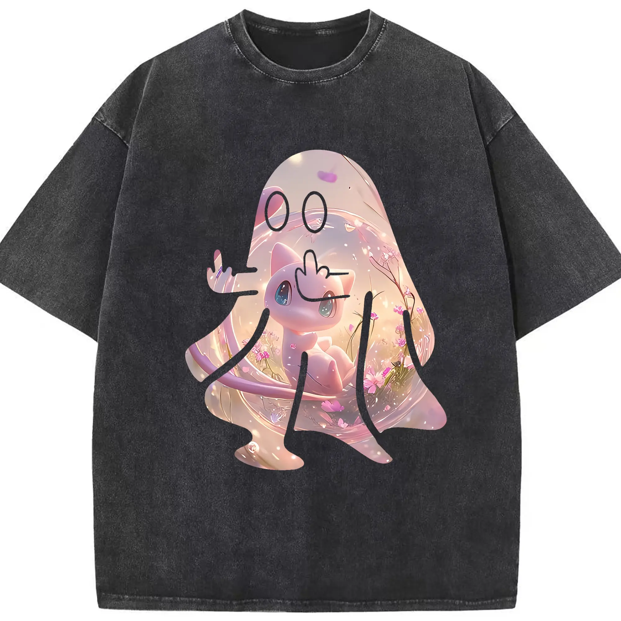 ポケモン グッズ,ミュウ - 綿100％ ヴィンテージ風 半袖Tシャツ ・ フロントプリント ・ 柔らか肌触り ・ 通気性 快適 ・ スポーツ カジュアル 外出用