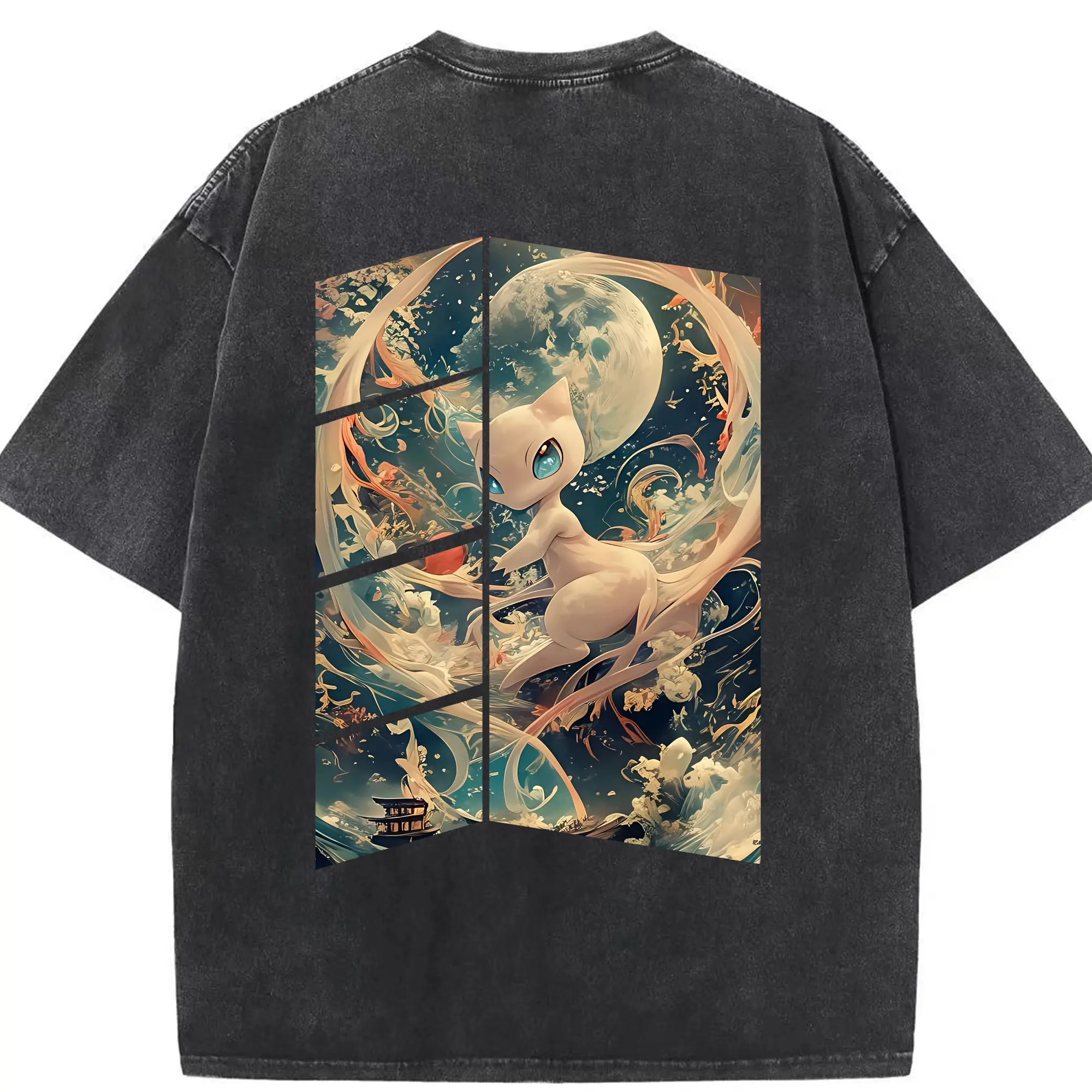 ポケモン グッズ,ミュウ - 綿100％ ヴィンテージ風 半袖Tシャツ ・ 背面プリント ・ 柔らか肌触り ・ 通気性 快適 ・ スポーツ カジュアル 外出用