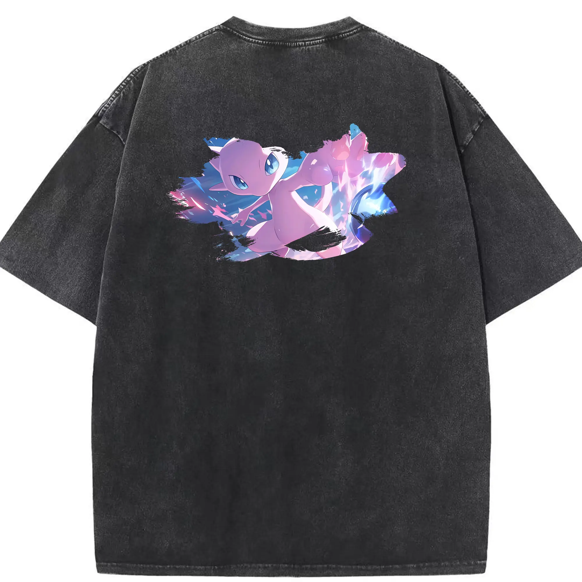 ポケモン グッズ,ミュウ - 綿100％ ヴィンテージ風 半袖Tシャツ ・ 背面プリント ・ 柔らか肌触り ・ 通気性 快適 ・ スポーツ カジュアル 外出用