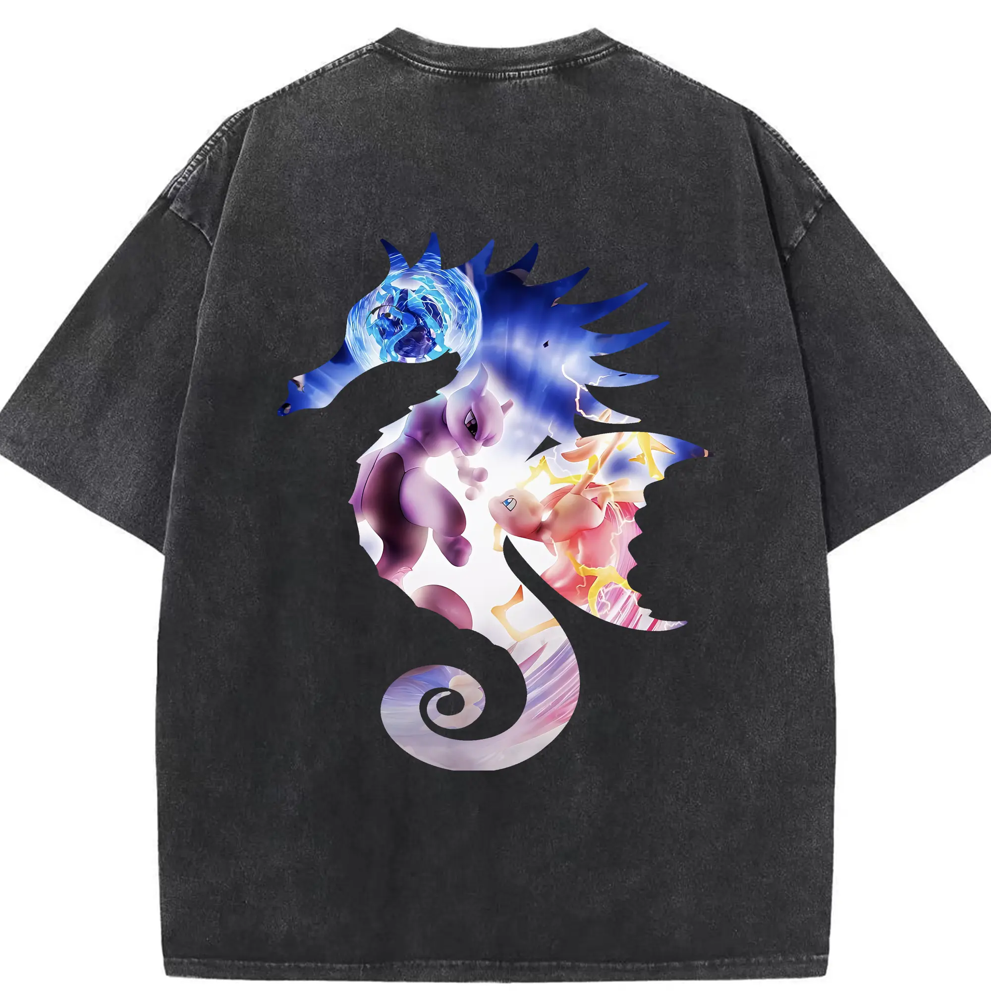 ポケモン グッズ,ミュウ - 綿100％ ヴィンテージ風 半袖Tシャツ ・ 背面プリント ・ 柔らか肌触り ・ 通気性 快適 ・ スポーツ カジュアル 外出用