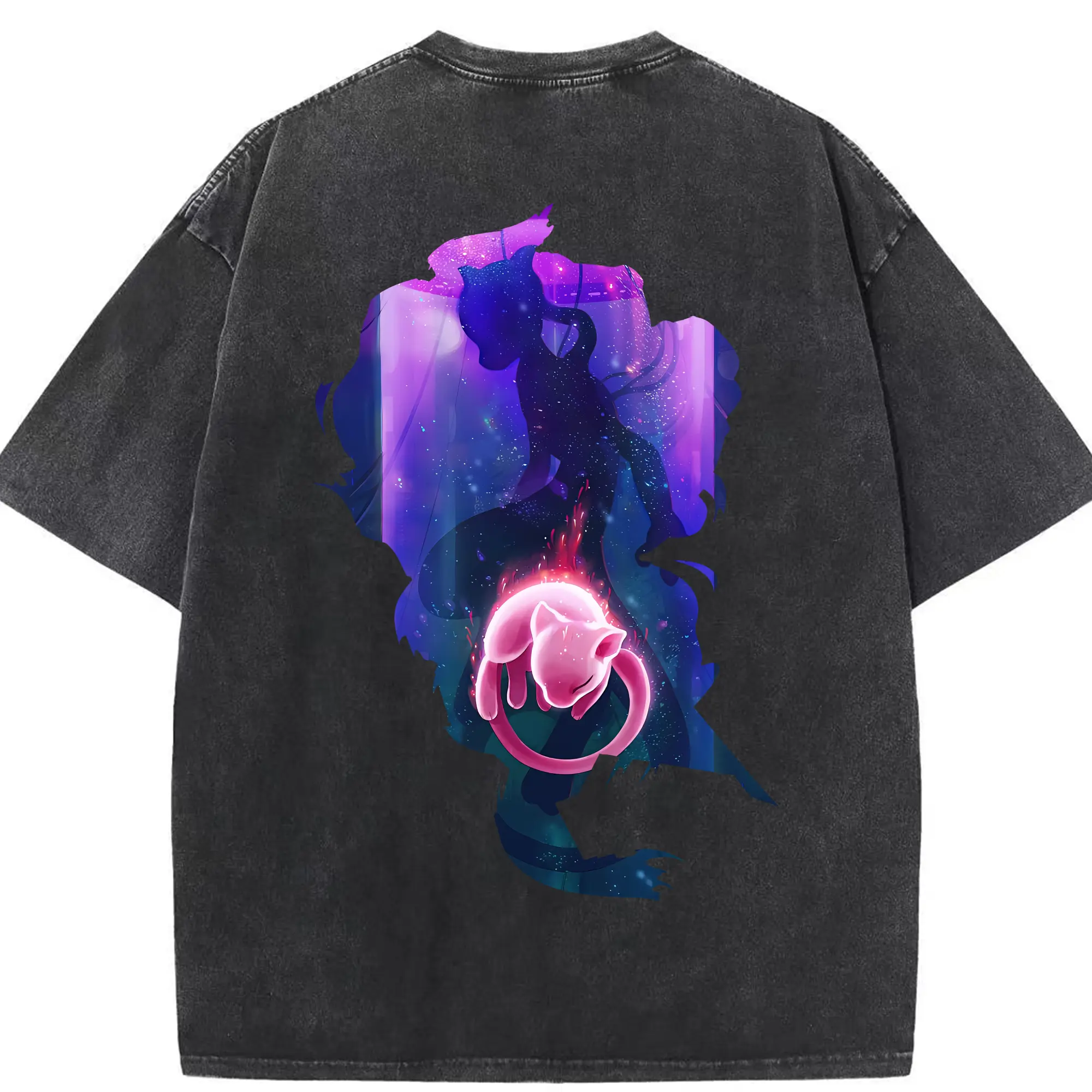 ポケモン グッズ,ミュウ - 綿100％ ヴィンテージ風 半袖Tシャツ ・ 背面プリント ・ 柔らか肌触り ・ 通気性 快適 ・ スポーツ カジュアル 外出用