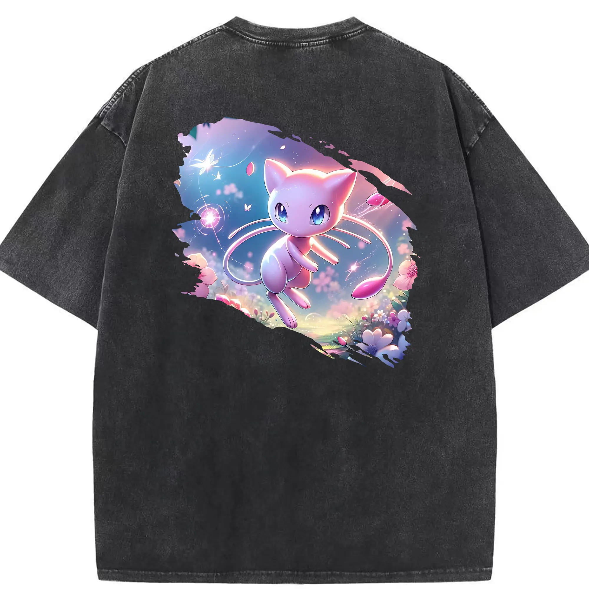 ポケモン グッズ,ミュウ - 綿100％ ヴィンテージ風 半袖Tシャツ ・ 背面プリント ・ 柔らか肌触り ・ 通気性 快適 ・ スポーツ カジュアル 外出用