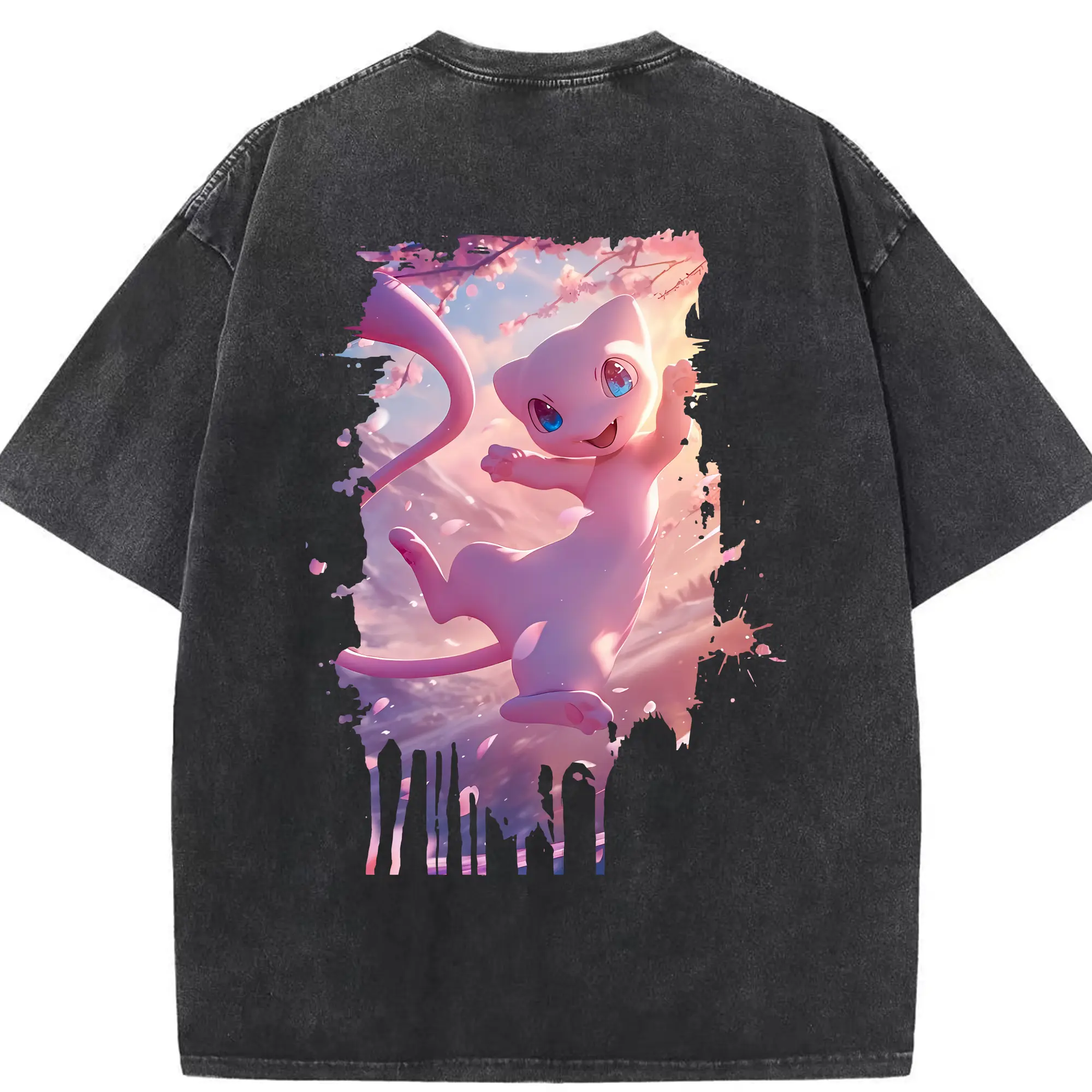 ポケモン グッズ,ミュウ - 綿100％ ヴィンテージ風 半袖Tシャツ ・ 背面プリント ・ 柔らか肌触り ・ 通気性 快適 ・ スポーツ カジュアル 外出用