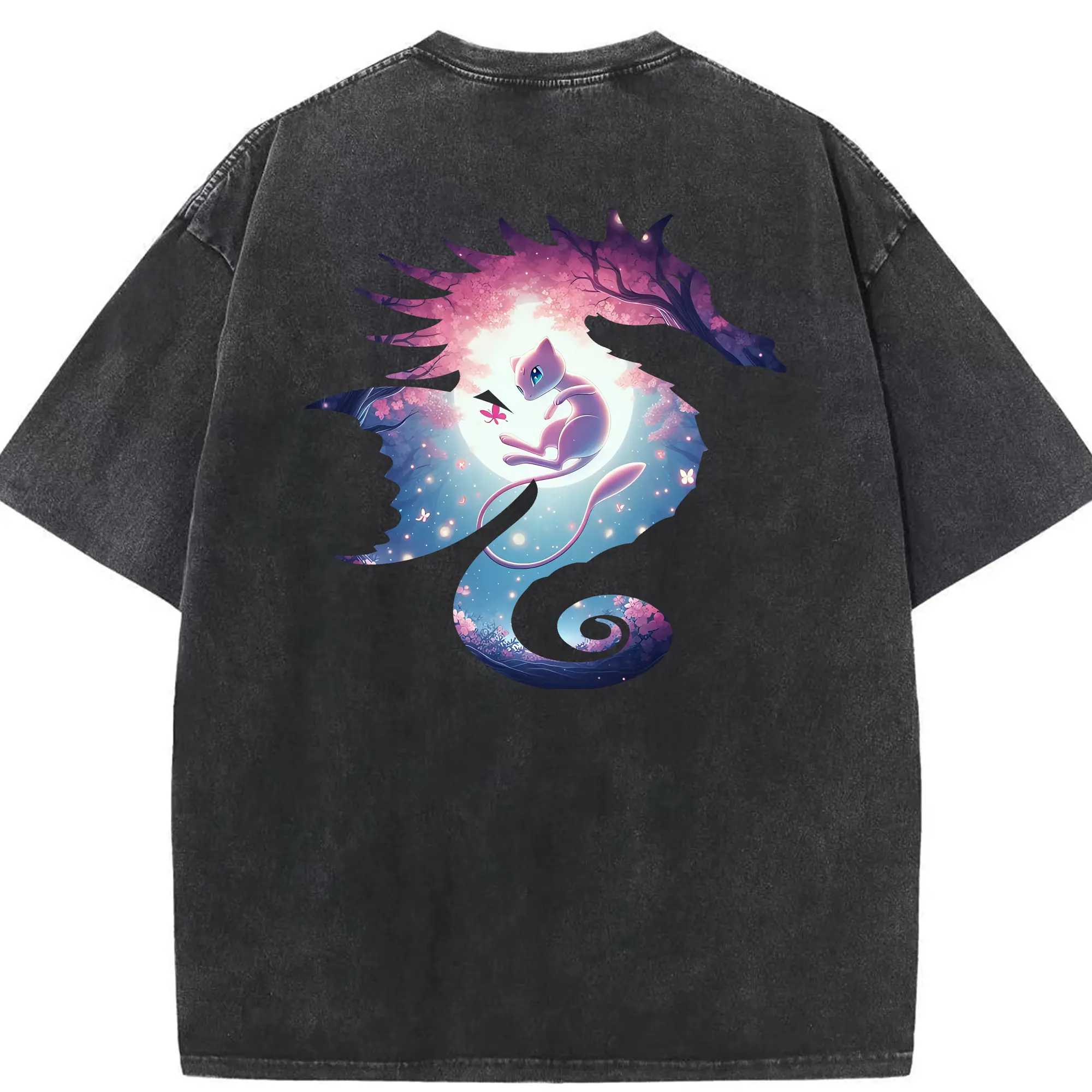 ポケモン グッズ,ミュウ - 綿100％ ヴィンテージ風 半袖Tシャツ ・ 背面プリント ・ 柔らか肌触り ・ 通気性 快適 ・ スポーツ カジュアル 外出用