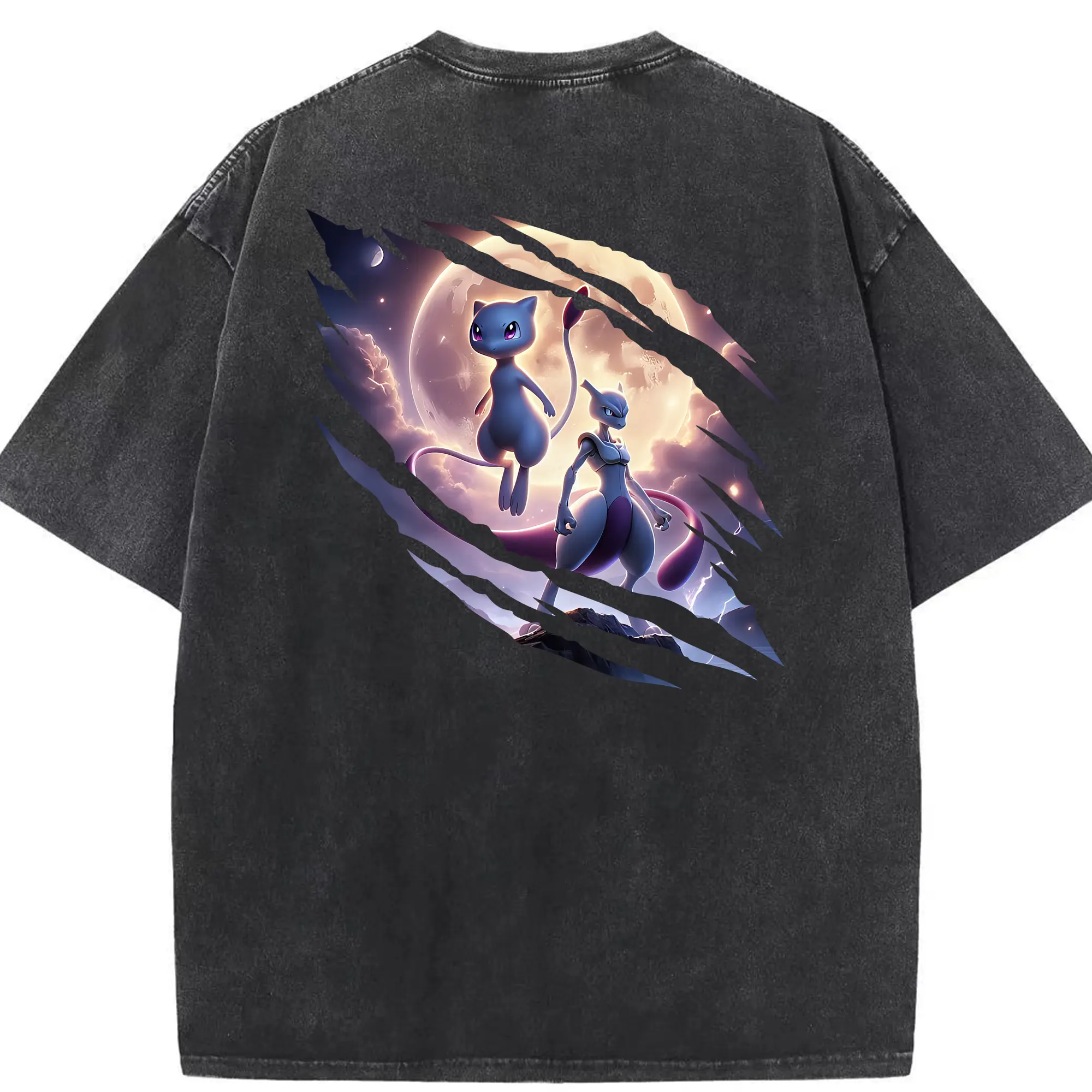 ポケモン グッズ,ミュウ - 綿100％ ヴィンテージ風 半袖Tシャツ ・ 背面プリント ・ 柔らか肌触り ・ 通気性 快適 ・ スポーツ カジュアル 外出用