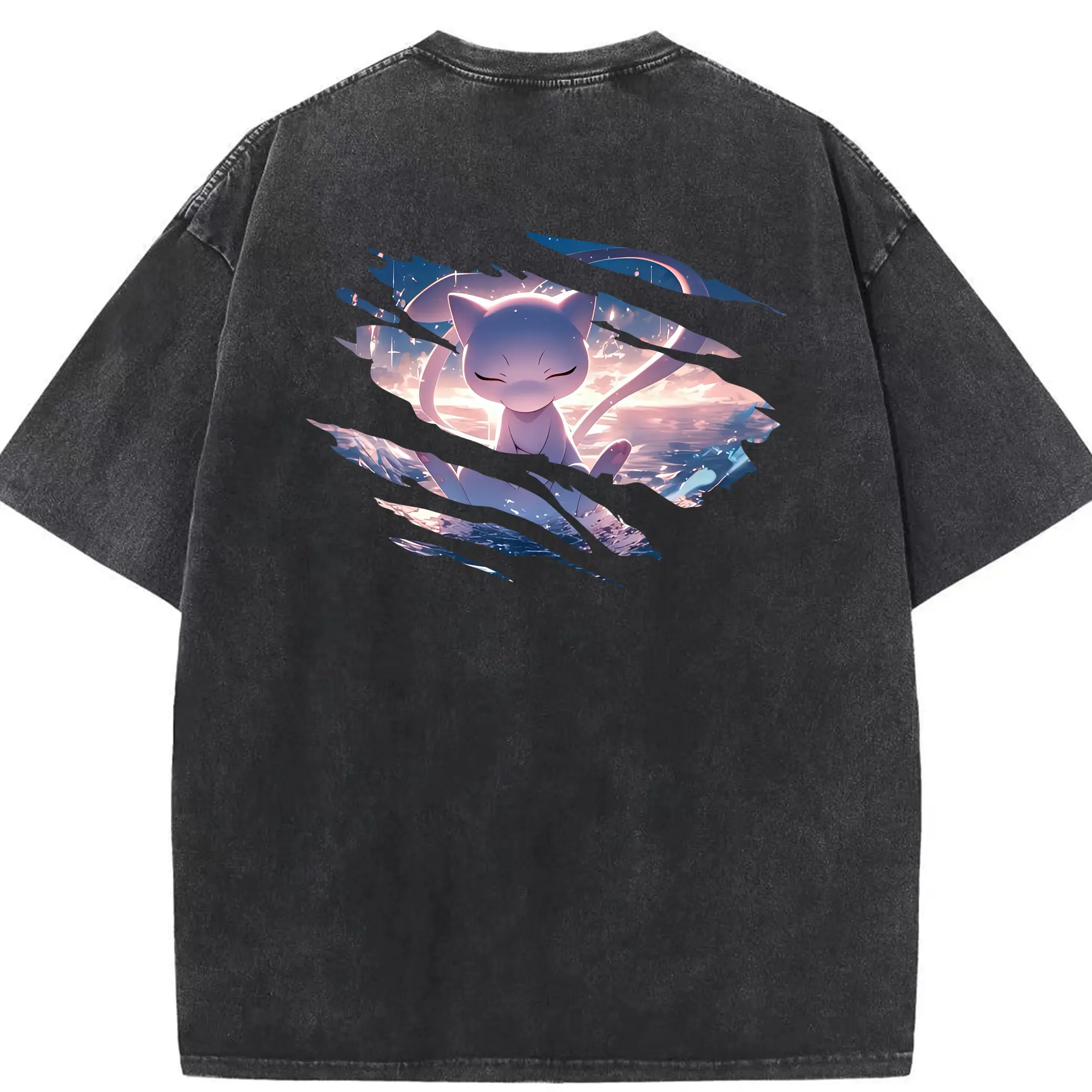 ポケモン グッズ,ミュウ - 綿100％ ヴィンテージ風 半袖Tシャツ ・ 背面プリント ・ 柔らか肌触り ・ 通気性 快適 ・ スポーツ カジュアル 外出用