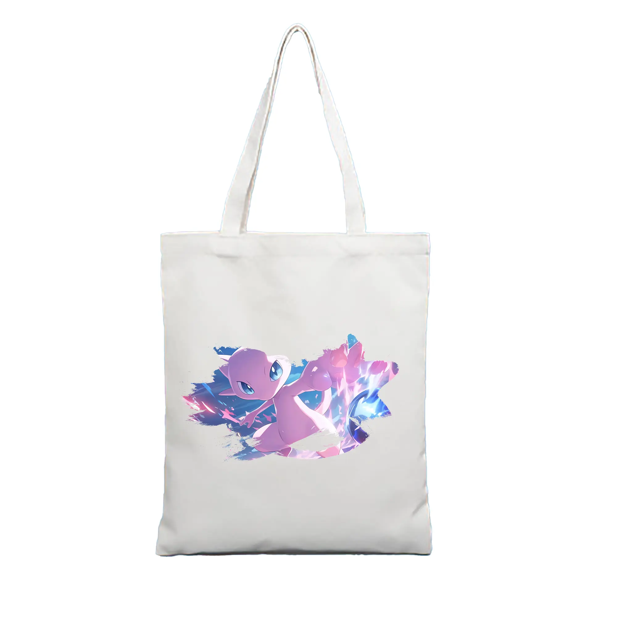 ポケモン グッズ,ミュウ - 縦型キャンバス手提げバッグ（トートバッグ） ・ キャンバス素材 ・ ショッピング用 ・ 軽量 丈夫 お手入れ簡単