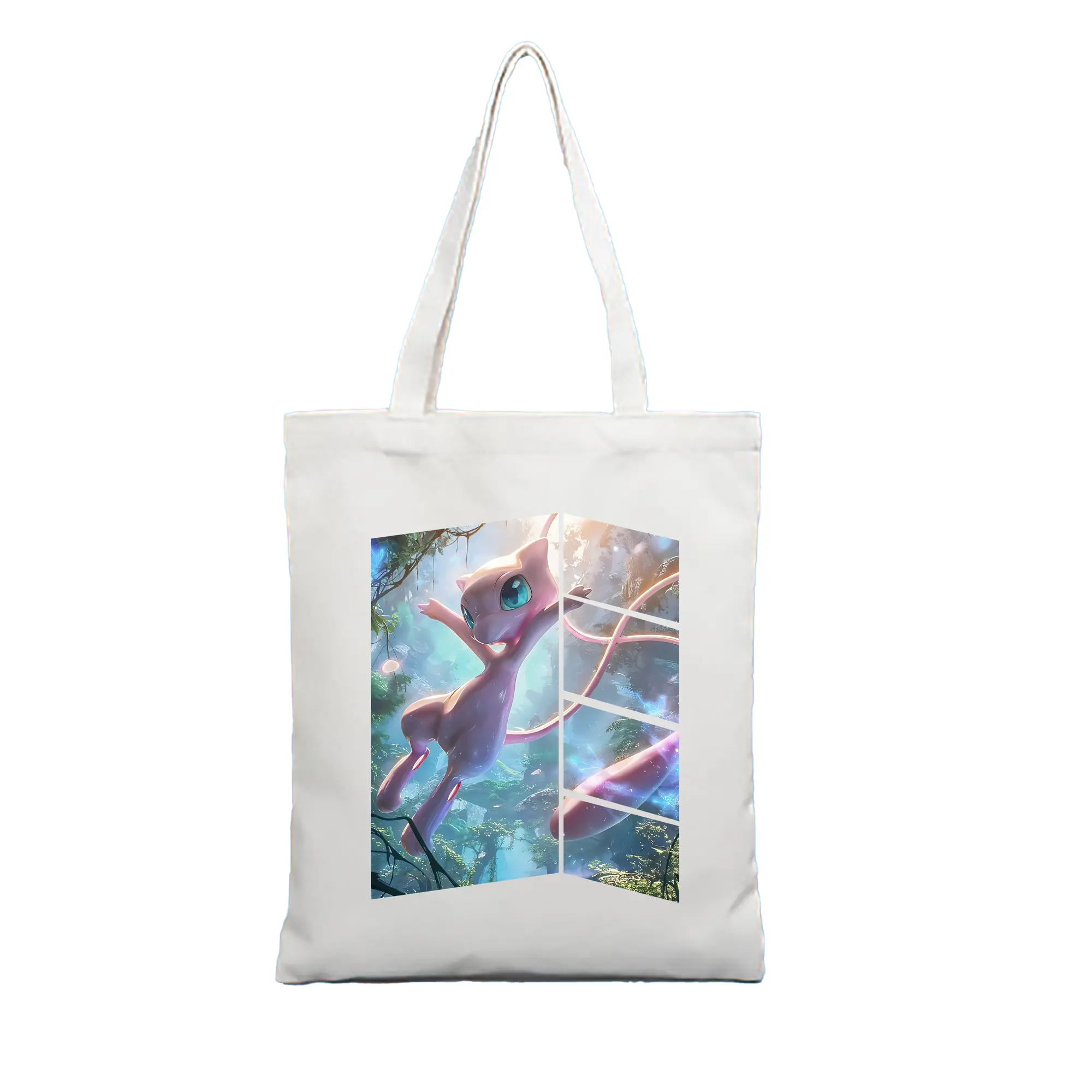 ポケモン グッズ,ミュウ - 縦型キャンバス手提げバッグ（トートバッグ） ・ キャンバス素材 ・ ショッピング用 ・ 軽量 丈夫 お手入れ簡単