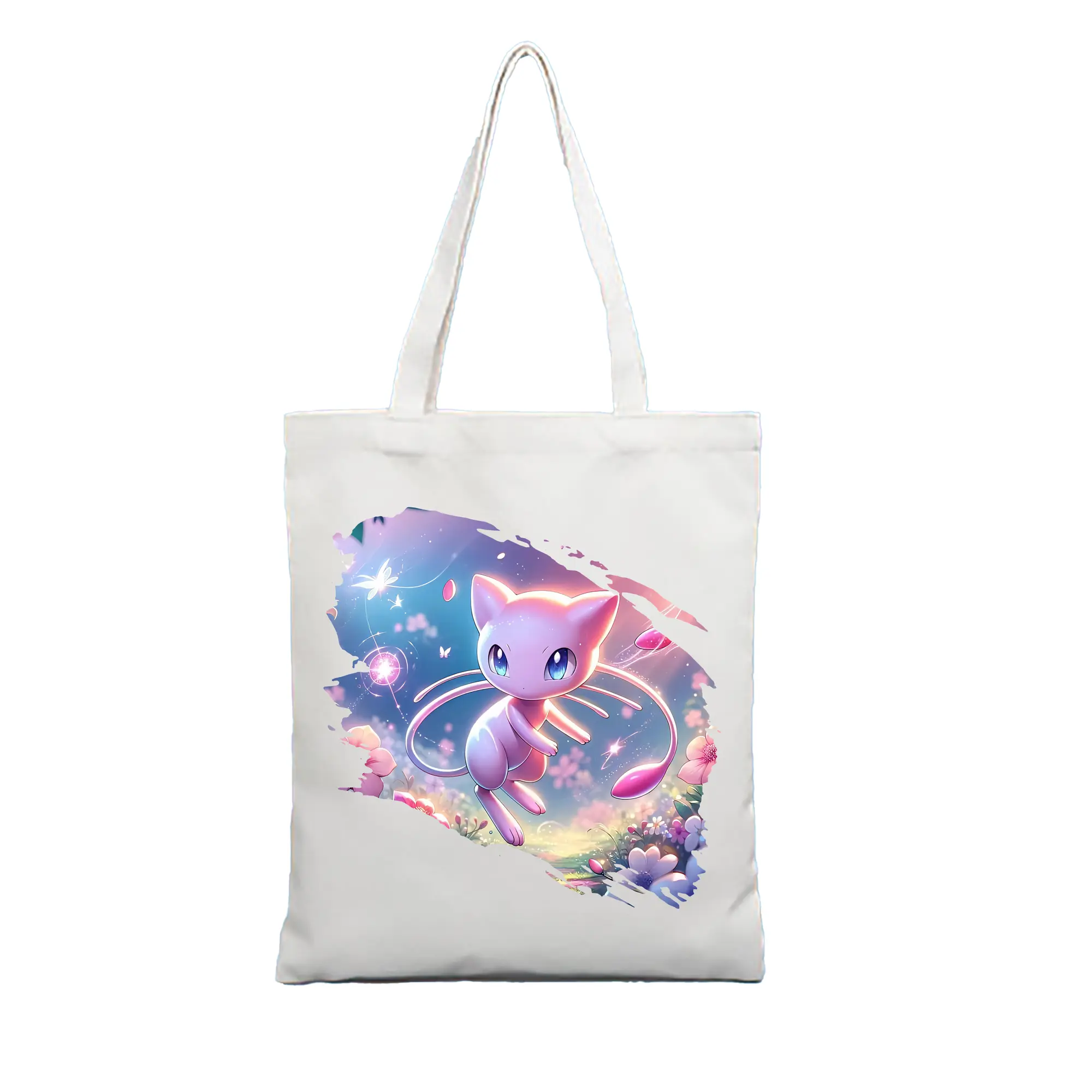 ポケモン グッズ,ミュウ - 縦型キャンバス手提げバッグ（トートバッグ） ・ キャンバス素材 ・ ショッピング用 ・ 軽量 丈夫 お手入れ簡単