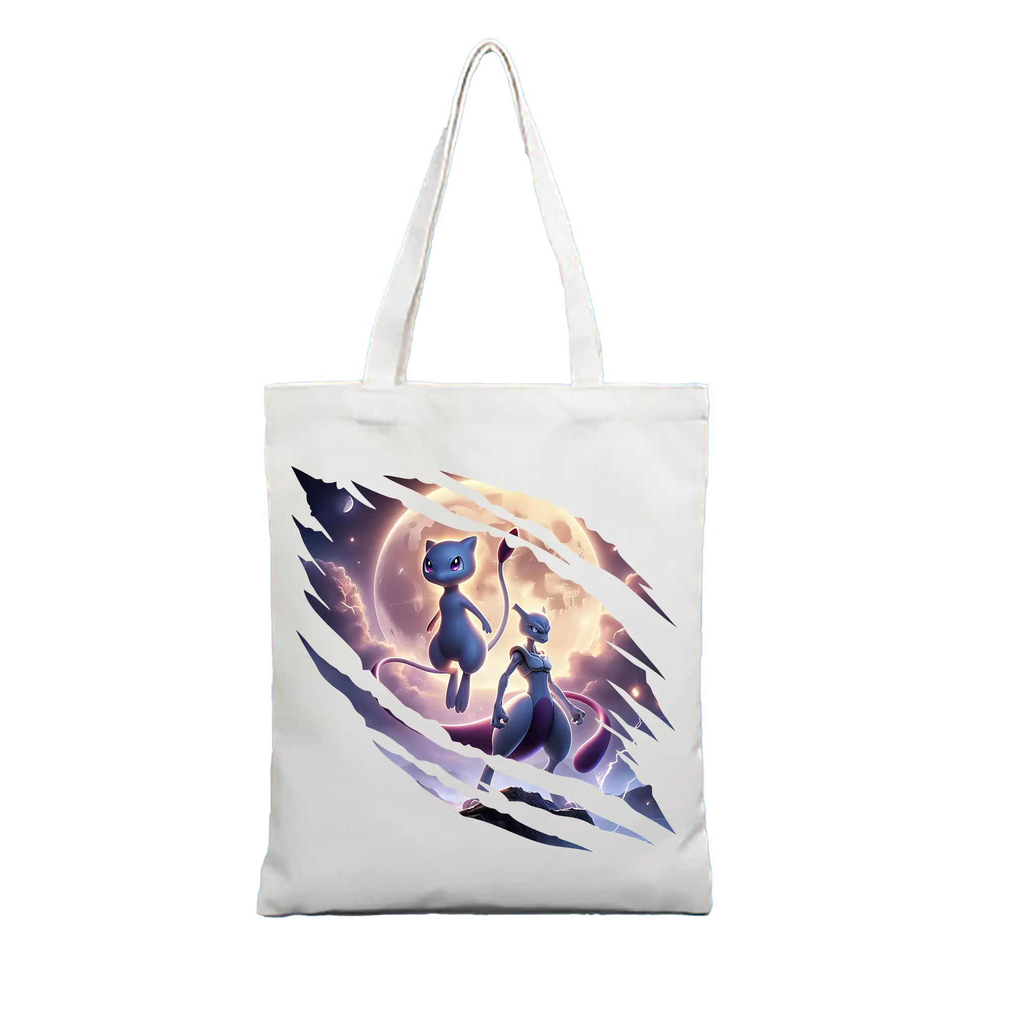 ポケモン グッズ,ミュウ - 縦型キャンバス手提げバッグ（トートバッグ） ・ キャンバス素材 ・ ショッピング用 ・ 軽量 丈夫 お手入れ簡単