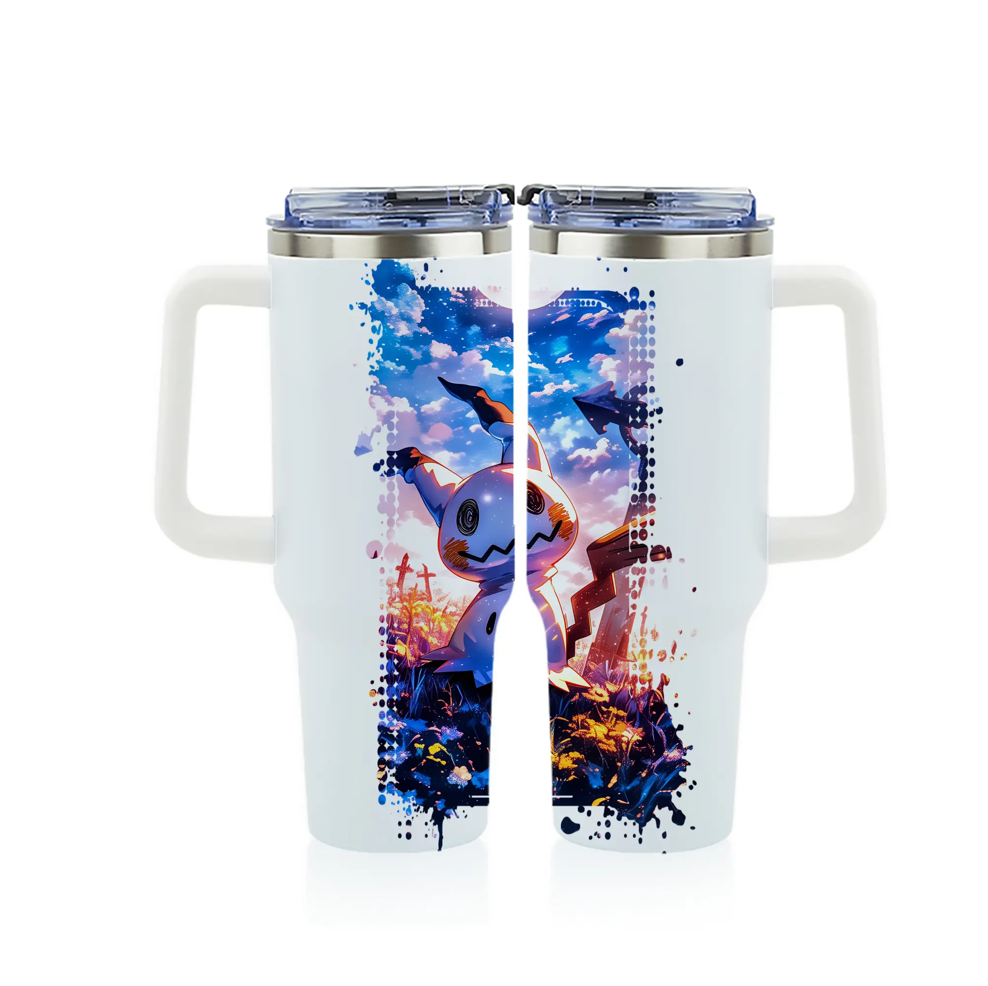 ポケモン グッズ,ミミッキュ - 1200mL フルプリント車用タンブラー ・ 304ステンレス 内側 ・ 201ステンレス 外側 ・ 保温 保冷 ・ 通勤 ドライブ アウトドア用