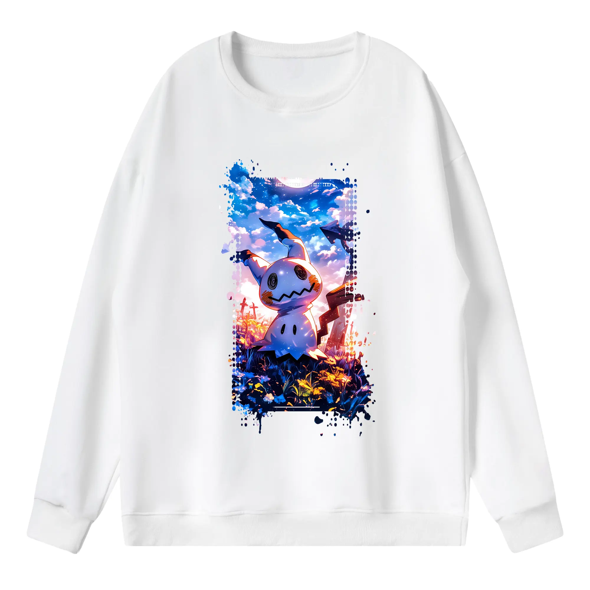 ポケモン グッズ,ミミッキュ - 薄手 クルーネック スウェット 裏毛260g · ポリエステル 春秋向け カジュアル 男女兼用 · トレーナー デイリー スポーツ 散歩に最適