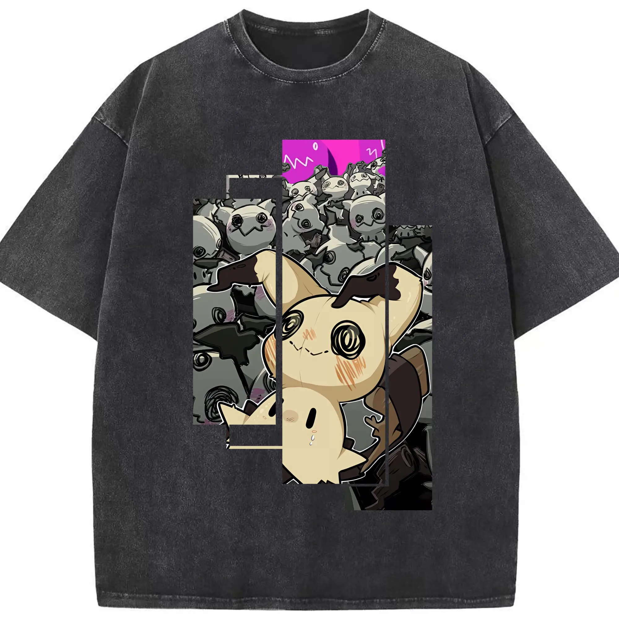 ポケモン グッズ,ミミッキュ - 綿100％ ヴィンテージ風 半袖Tシャツ ・ フロントプリント ・ 柔らか肌触り ・ 通気性 快適 ・ スポーツ カジュアル 外出用