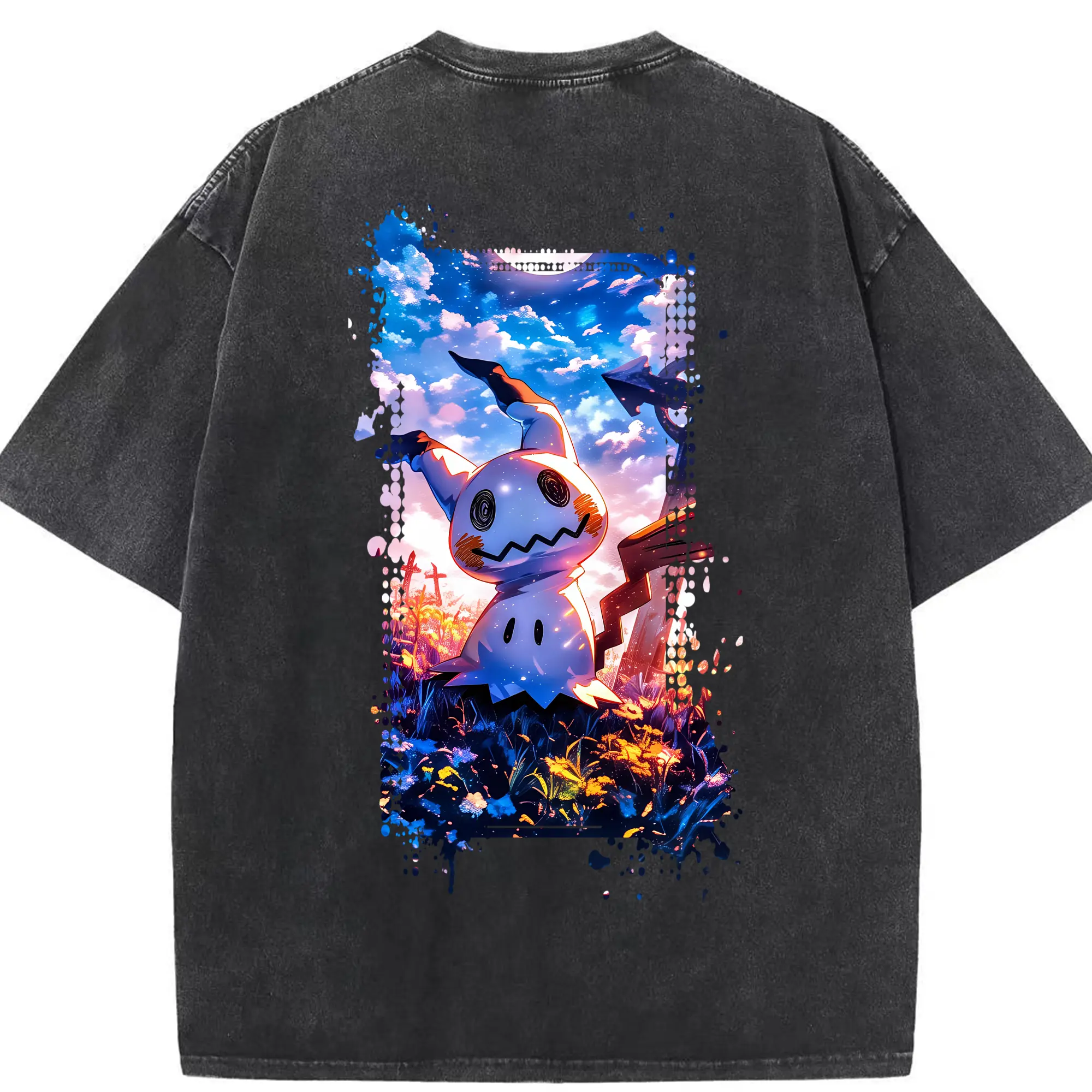 ポケモン グッズ,ミミッキュ - 綿100％ ヴィンテージ風 半袖Tシャツ ・ 背面プリント ・ 柔らか肌触り ・ 通気性 快適 ・ スポーツ カジュアル 外出用