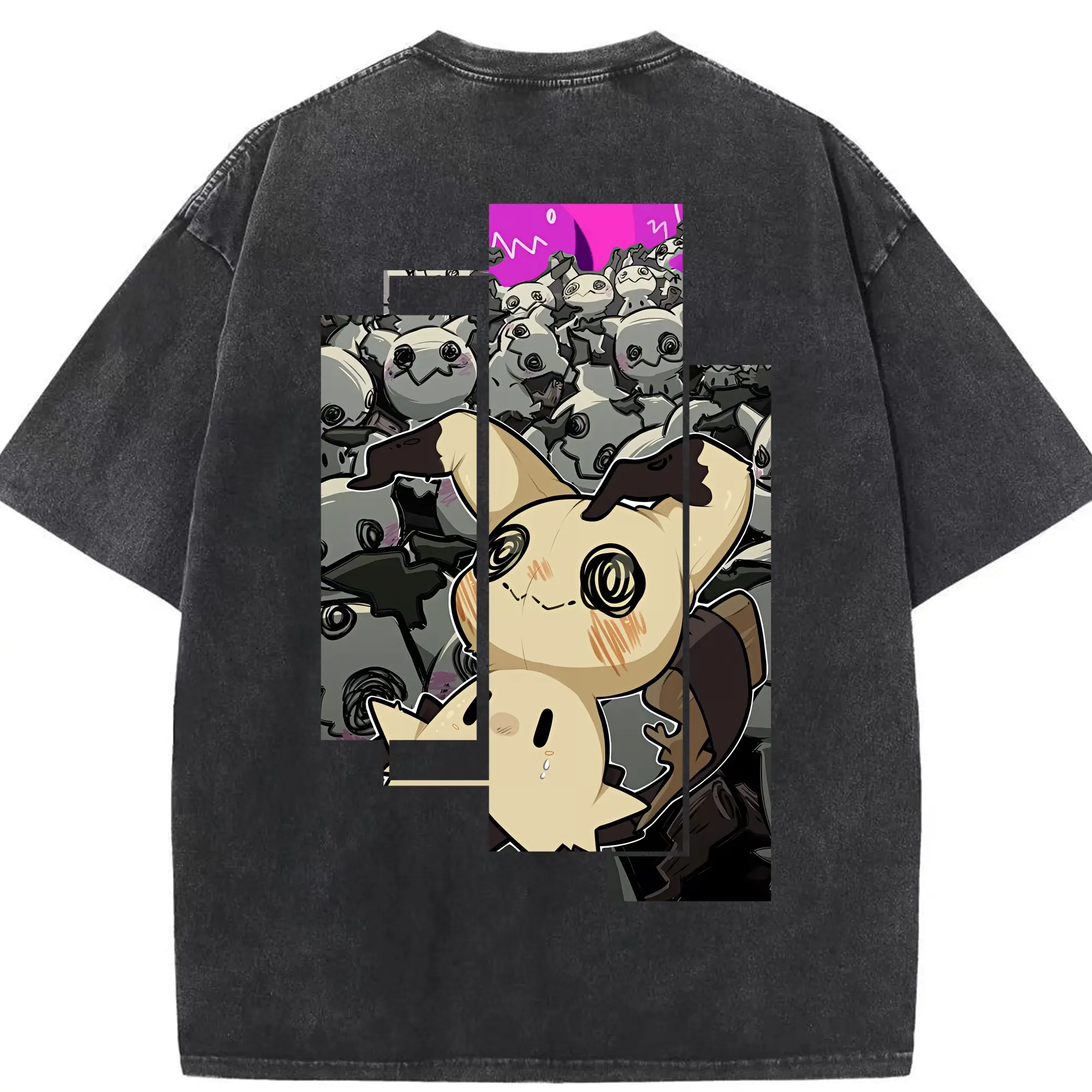 ポケモン グッズ,ミミッキュ - 綿100％ ヴィンテージ風 半袖Tシャツ ・ 背面プリント ・ 柔らか肌触り ・ 通気性 快適 ・ スポーツ カジュアル 外出用