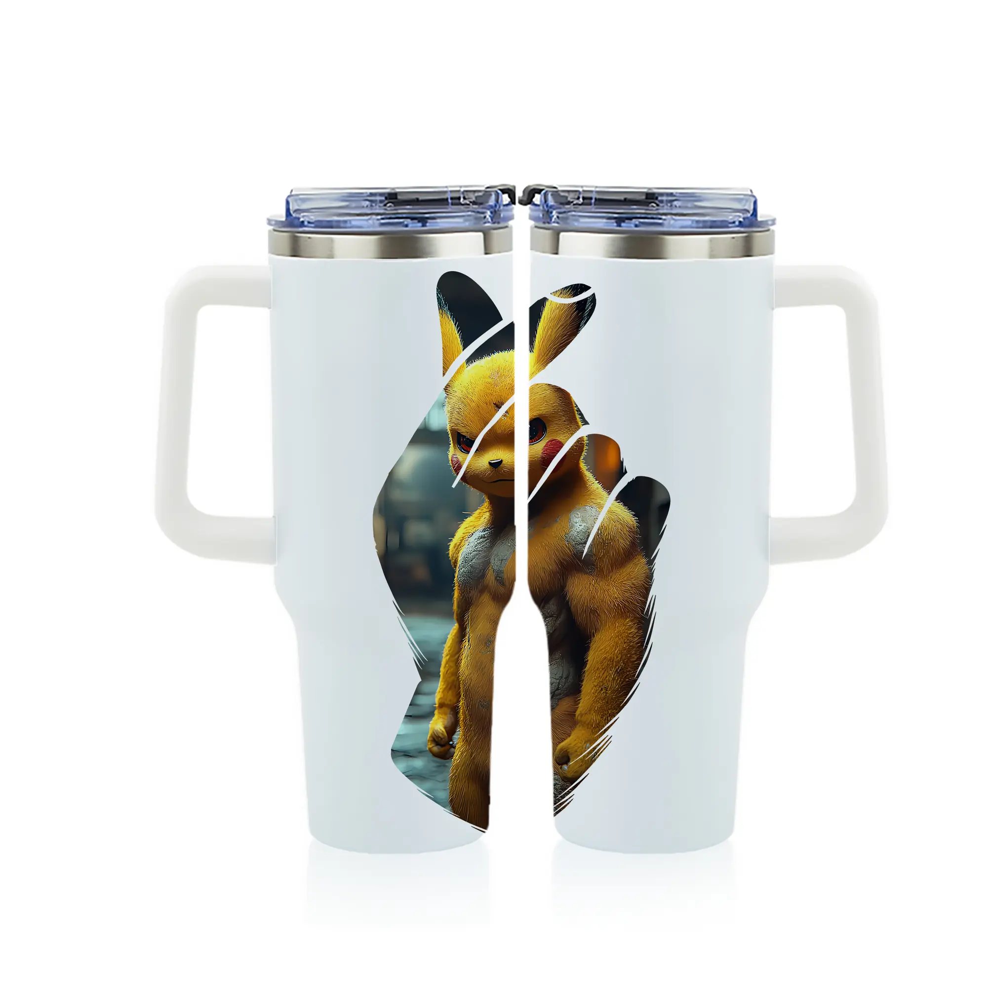 ポケモン グッズ,ピカチュウ - 1200mL フルプリント車用タンブラー ・ 304ステンレス 内側 ・ 201ステンレス 外側 ・ 保温 保冷 ・ 通勤 ドライブ アウトドア用