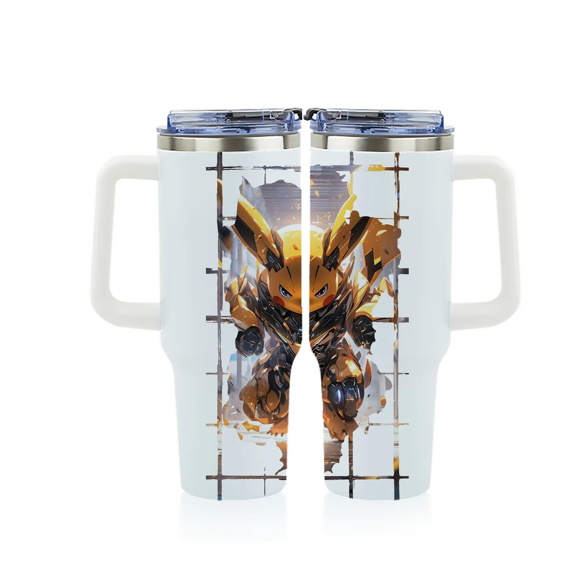 ポケモン グッズ,ピカチュウ - 1200mL フルプリント車用タンブラー ・ 304ステンレス 内側 ・ 201ステンレス 外側 ・ 保温 保冷 ・ 通勤 ドライブ アウトドア用