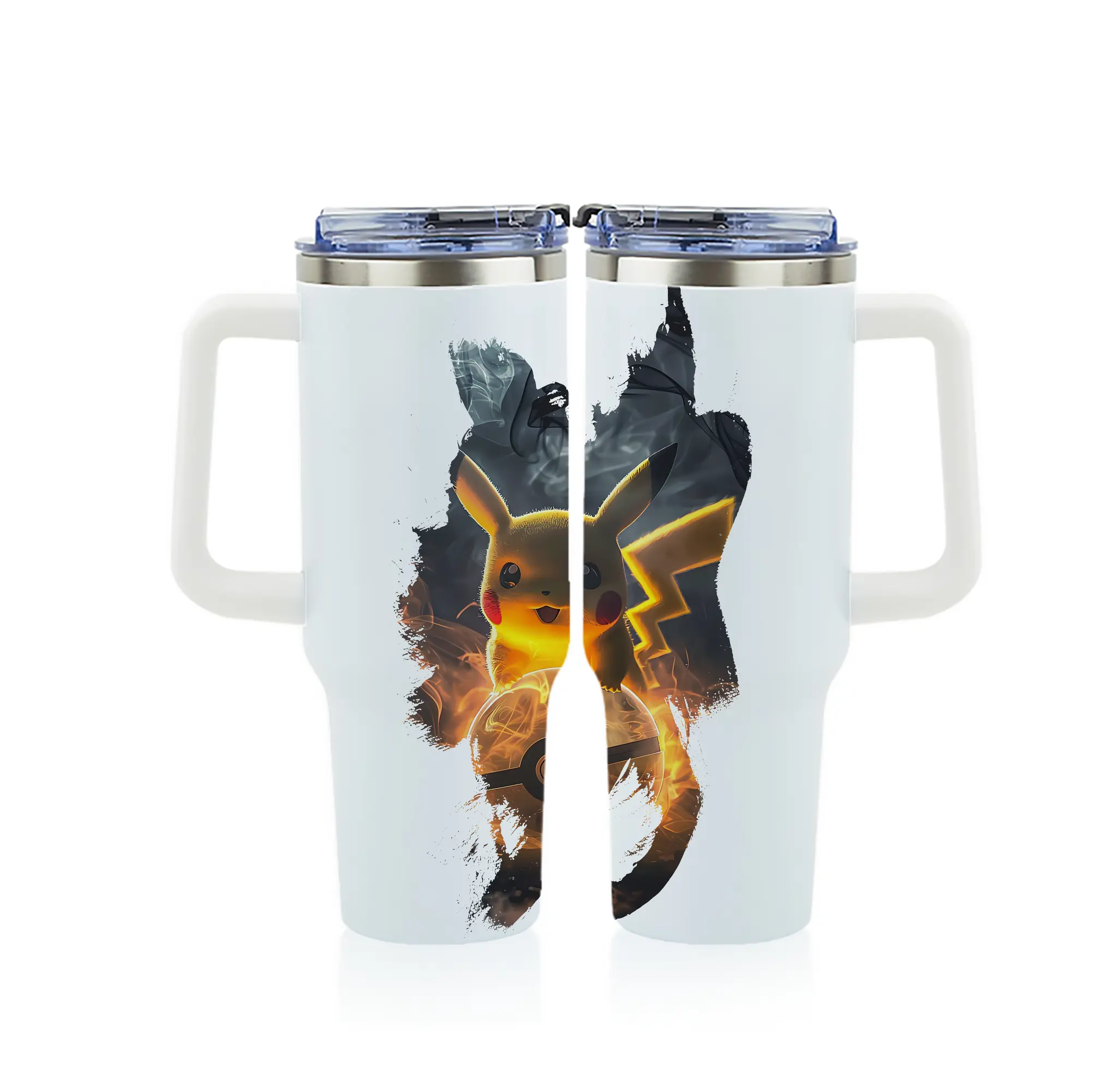 ポケモン グッズ,ピカチュウ - 1200mL フルプリント車用タンブラー ・ 304ステンレス 内側 ・ 201ステンレス 外側 ・ 保温 保冷 ・ 通勤 ドライブ アウトドア用