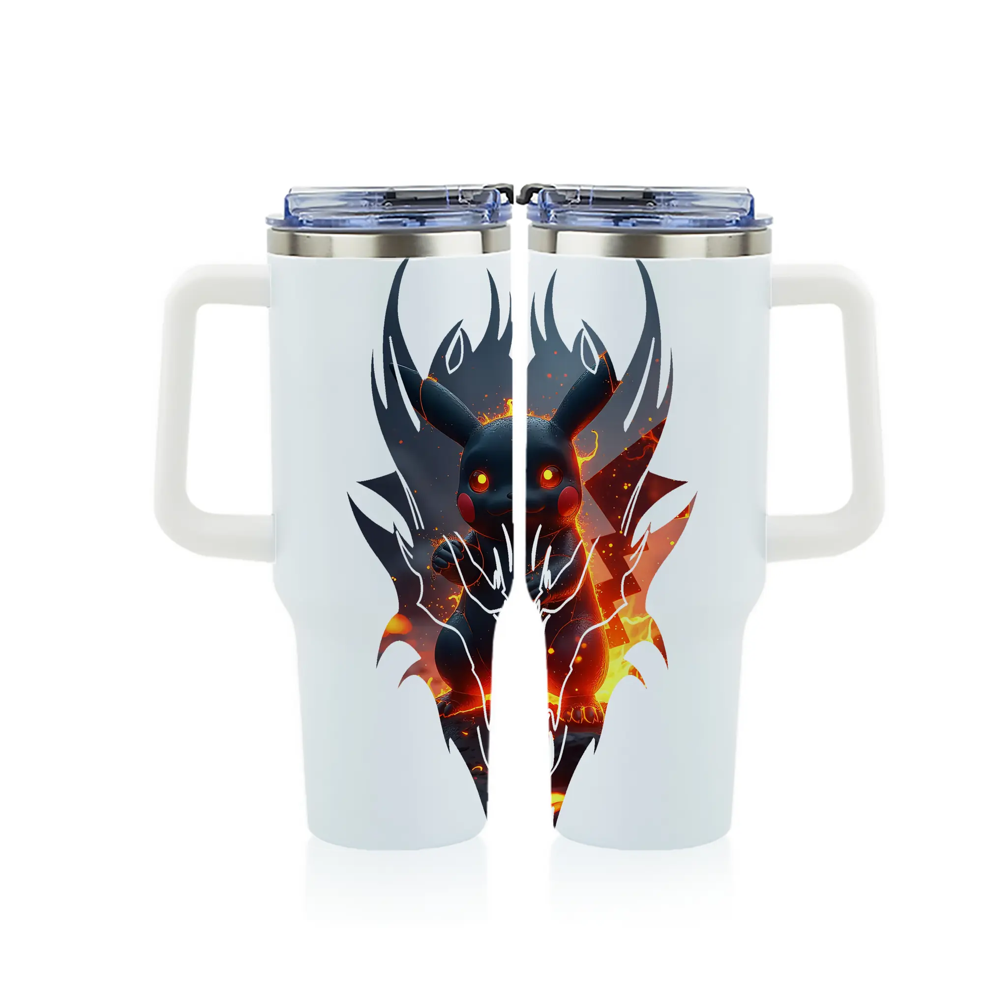 ポケモン グッズ,ピカチュウ - 1200mL フルプリント車用タンブラー ・ 304ステンレス 内側 ・ 201ステンレス 外側 ・ 保温 保冷 ・ 通勤 ドライブ アウトドア用