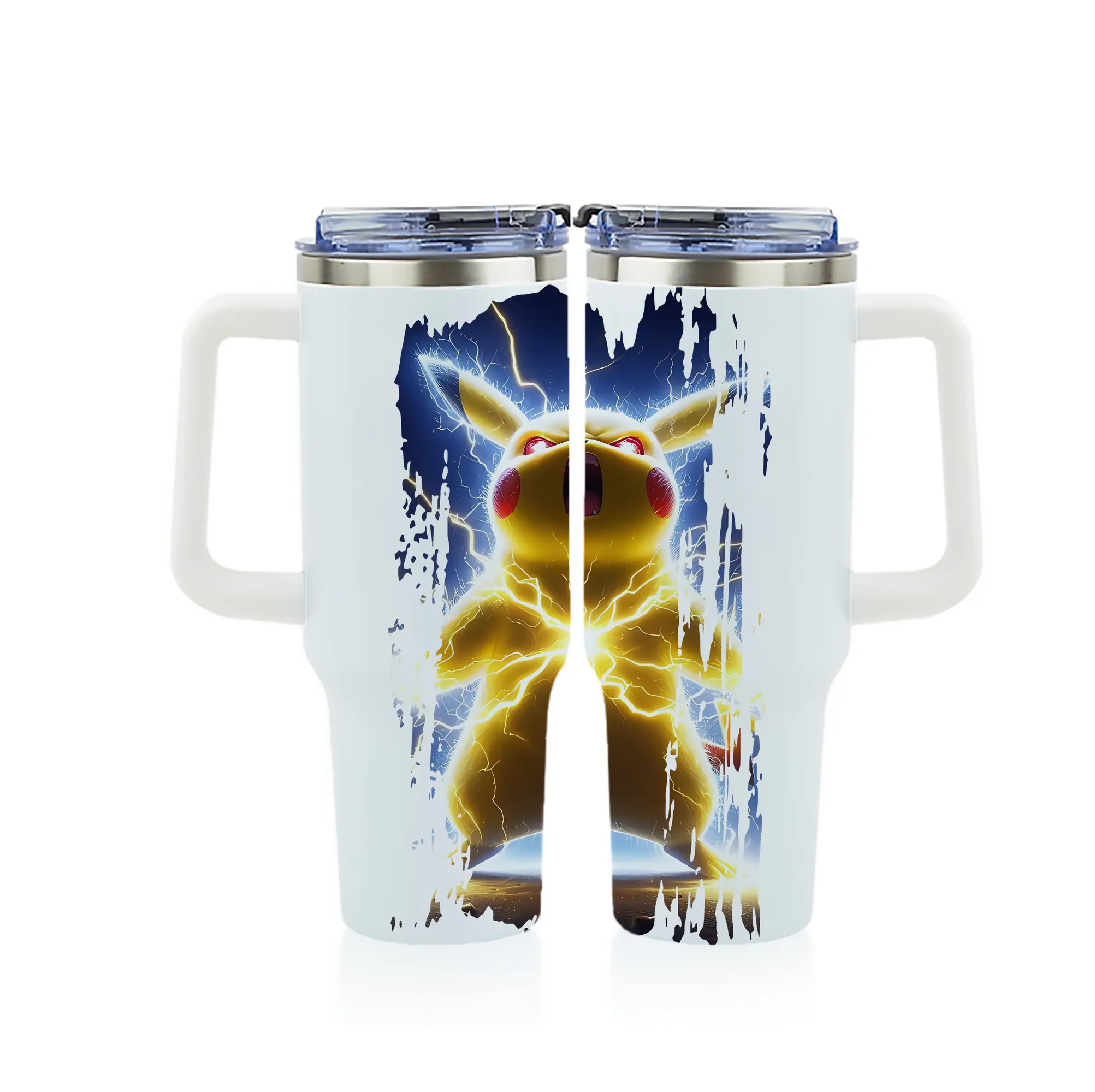 ポケモン グッズ,ピカチュウ - 1200mL フルプリント車用タンブラー ・ 304ステンレス 内側 ・ 201ステンレス 外側 ・ 保温 保冷 ・ 通勤 ドライブ アウトドア用