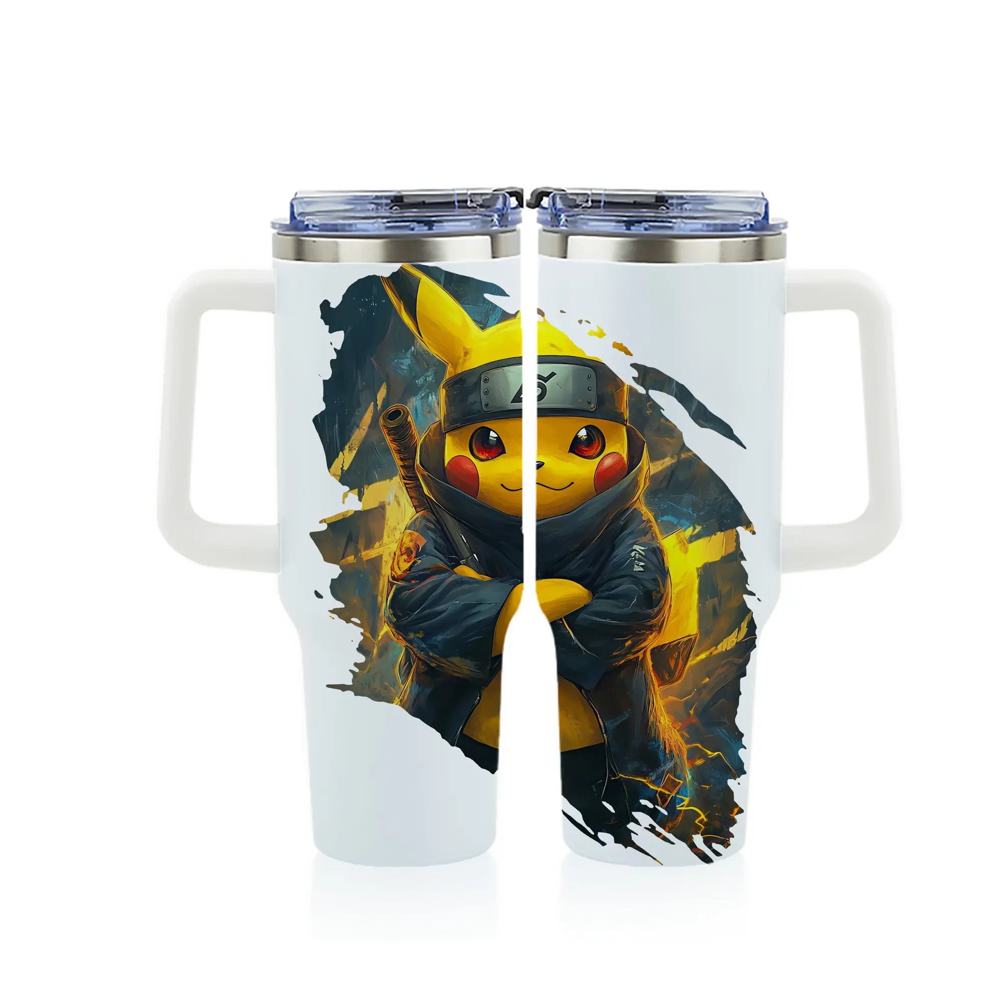ポケモン グッズ,ピカチュウ - 1200mL フルプリント車用タンブラー ・ 304ステンレス 内側 ・ 201ステンレス 外側 ・ 保温 保冷 ・ 通勤 ドライブ アウトドア用