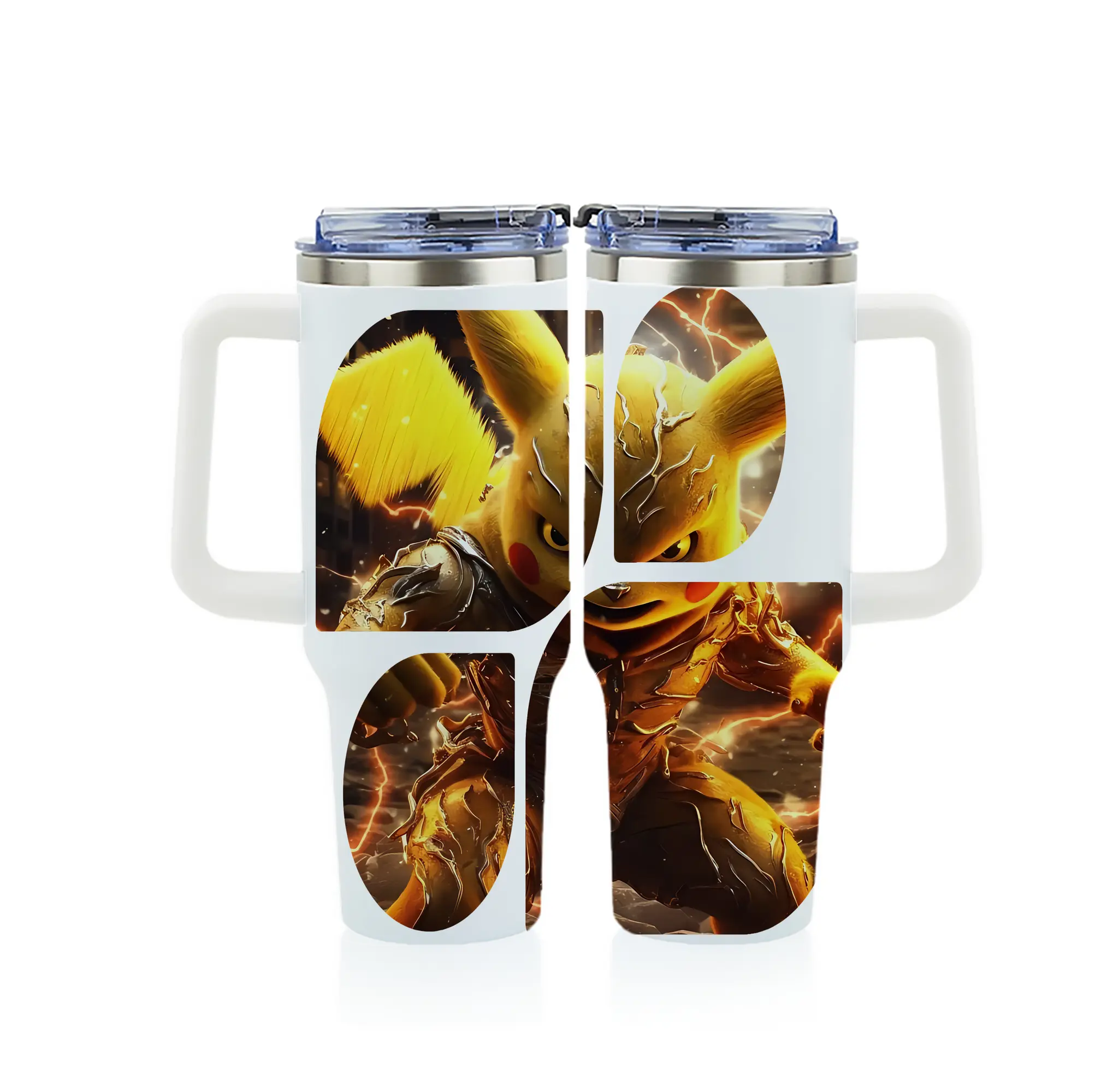 ポケモン グッズ,ピカチュウ - 1200mL フルプリント車用タンブラー ・ 304ステンレス 内側 ・ 201ステンレス 外側 ・ 保温 保冷 ・ 通勤 ドライブ アウトドア用