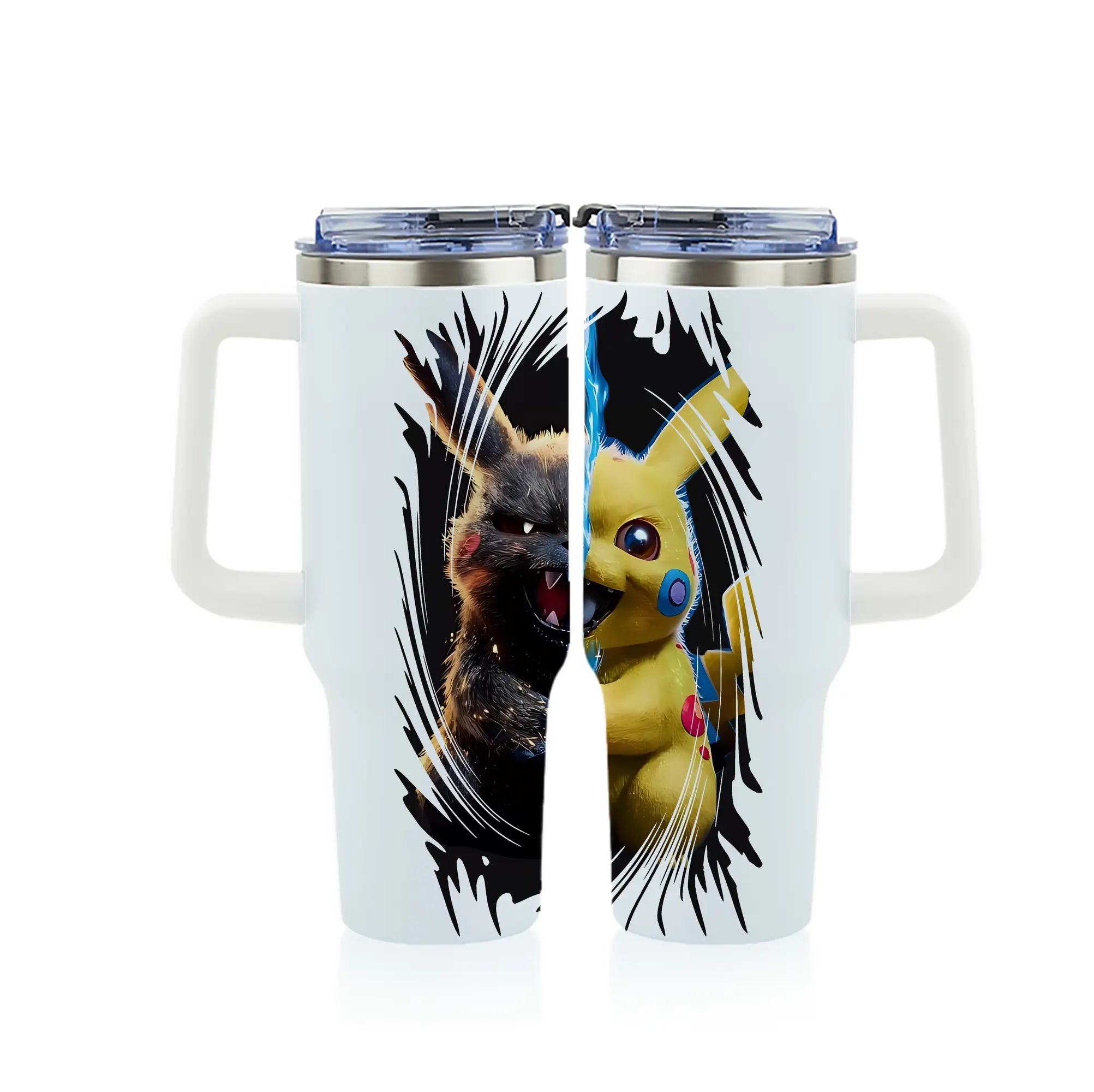 ポケモン グッズ,ピカチュウ - 1200mL フルプリント車用タンブラー ・ 304ステンレス 内側 ・ 201ステンレス 外側 ・ 保温 保冷 ・ 通勤 ドライブ アウトドア用