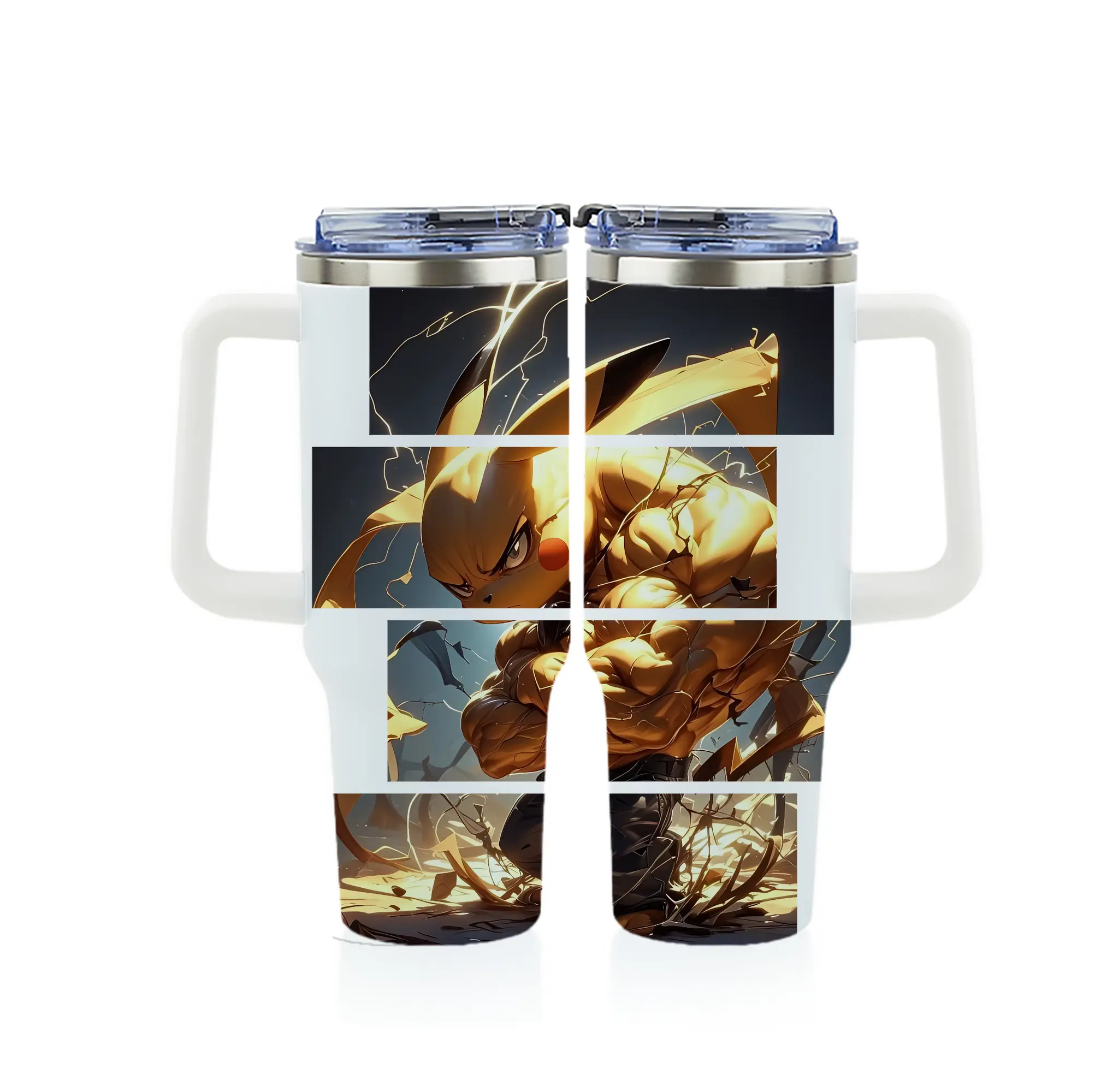 ポケモン グッズ,ピカチュウ - 1200mL フルプリント車用タンブラー ・ 304ステンレス 内側 ・ 201ステンレス 外側 ・ 保温 保冷 ・ 通勤 ドライブ アウトドア用