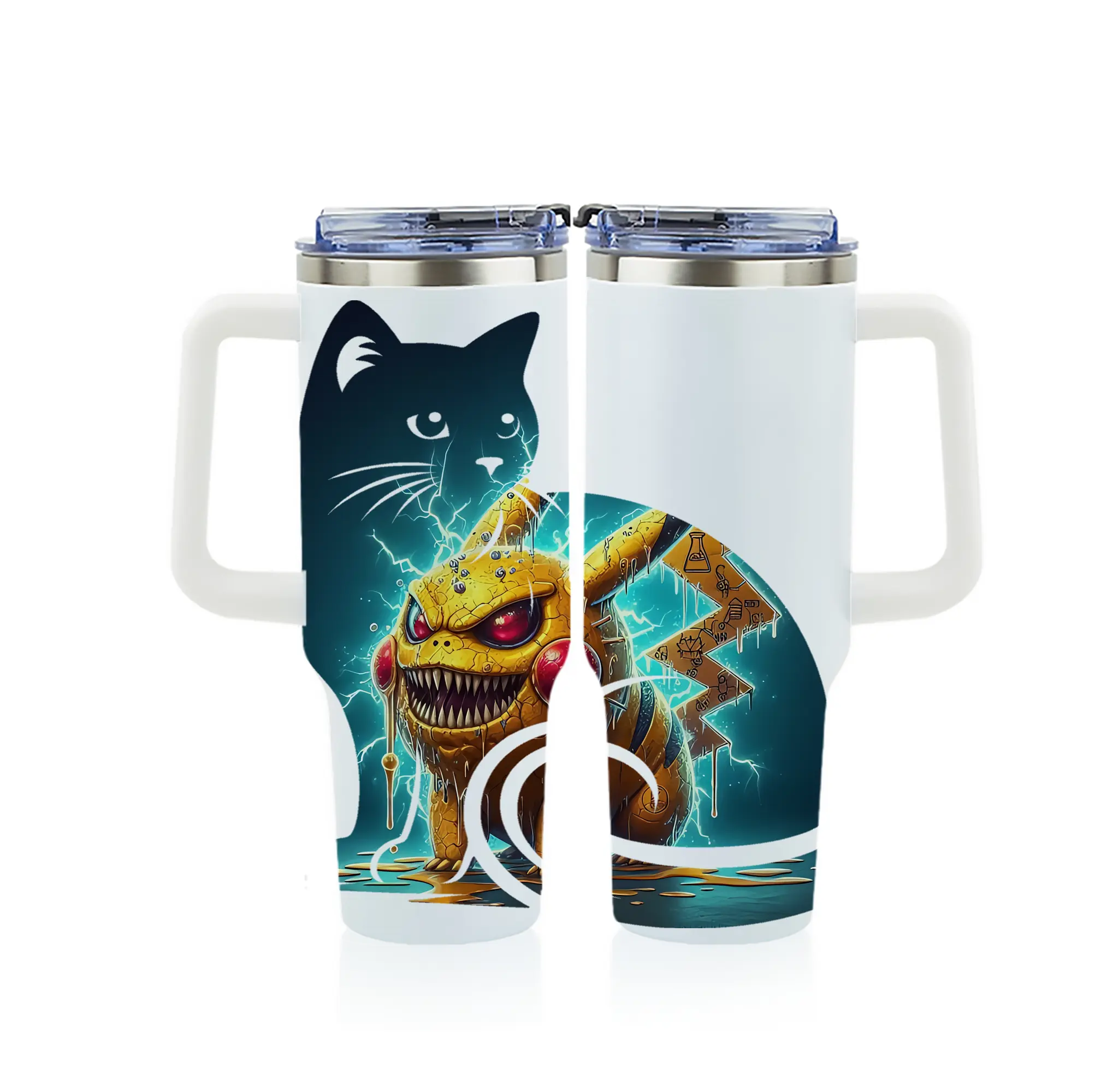 ポケモン グッズ,ピカチュウ - 1200mL フルプリント車用タンブラー ・ 304ステンレス 内側 ・ 201ステンレス 外側 ・ 保温 保冷 ・ 通勤 ドライブ アウトドア用