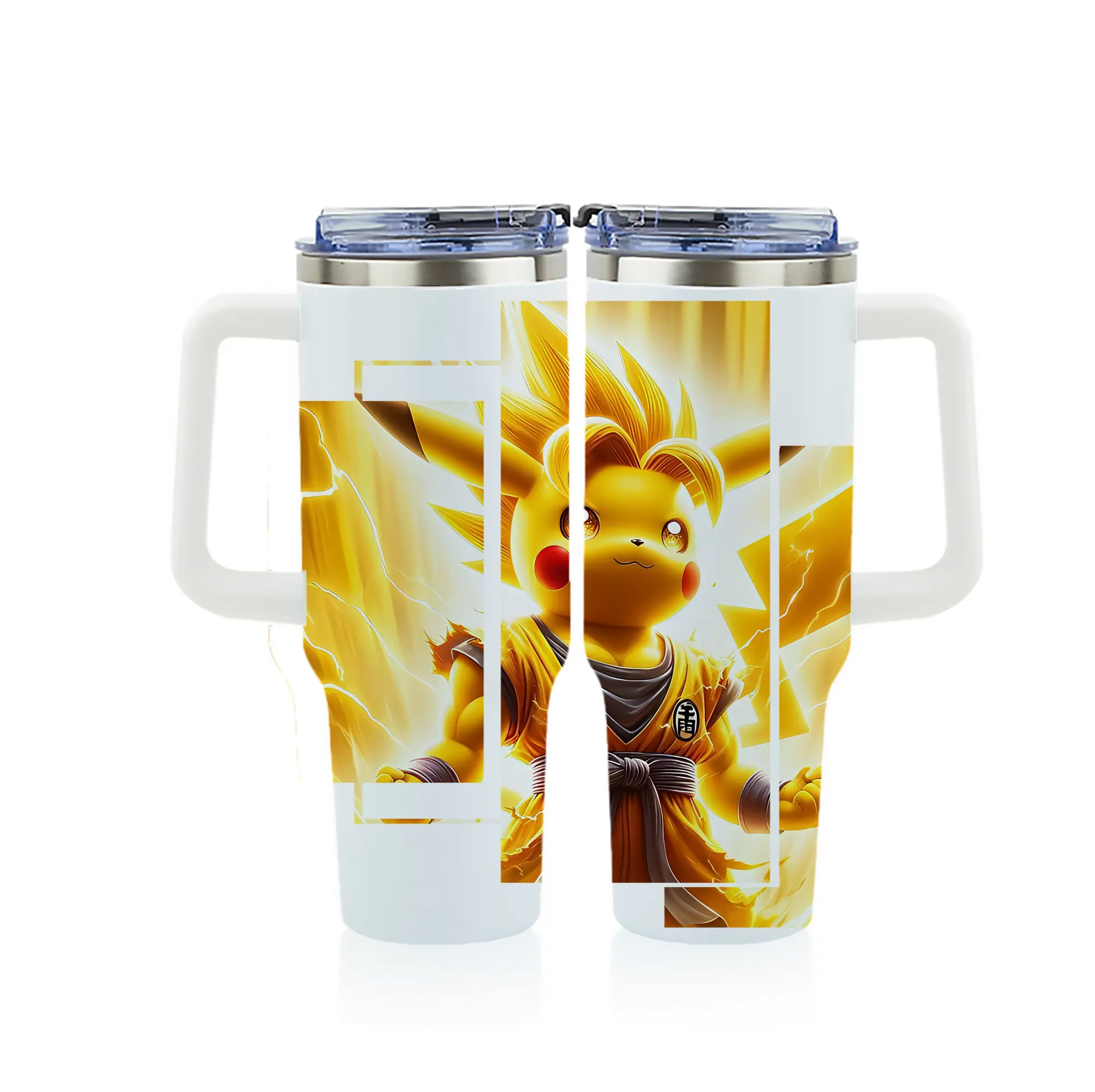 ポケモン グッズ,ピカチュウ - 1200mL フルプリント車用タンブラー ・ 304ステンレス 内側 ・ 201ステンレス 外側 ・ 保温 保冷 ・ 通勤 ドライブ アウトドア用