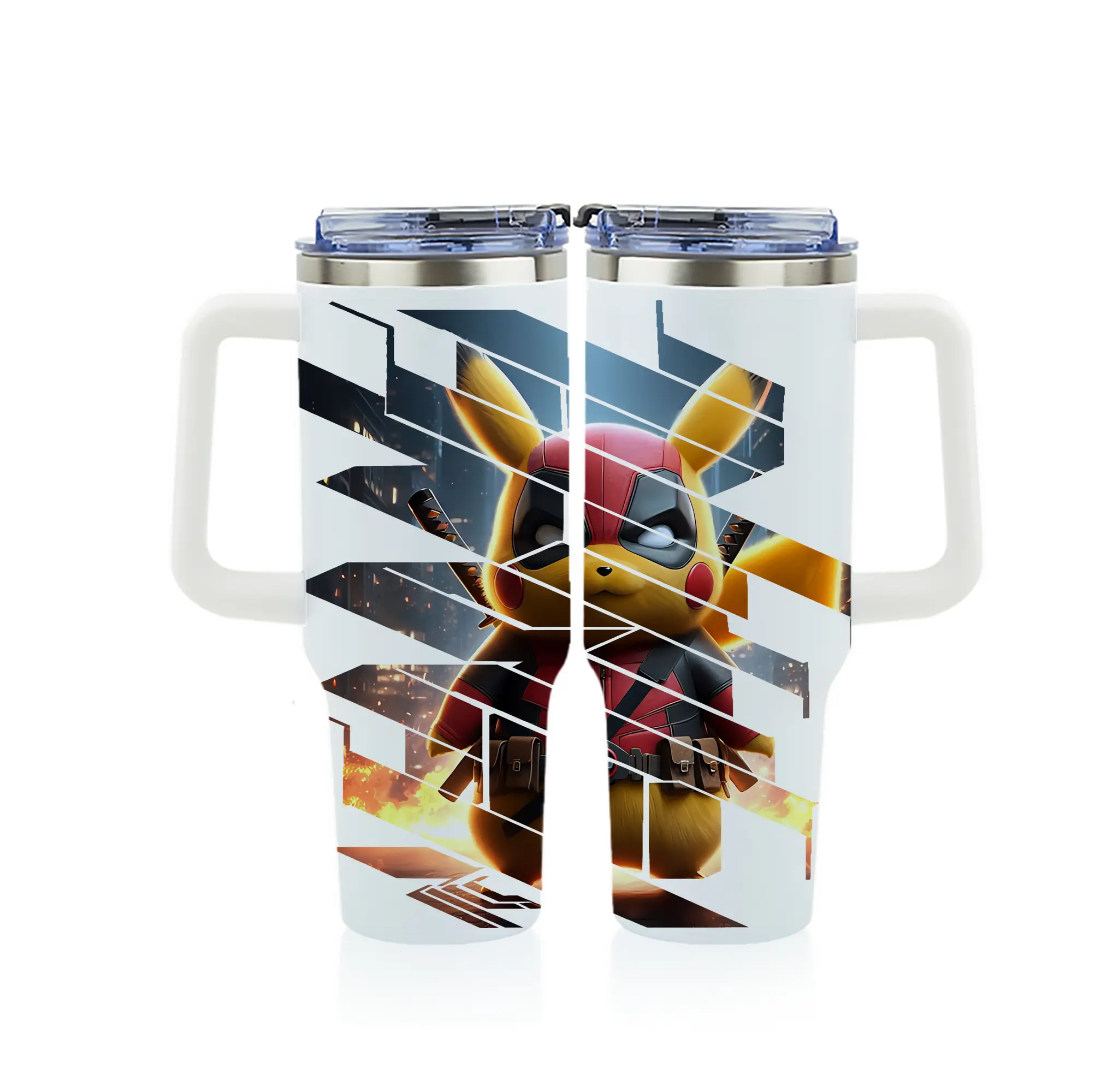 ポケモン グッズ,ピカチュウ - 1200mL フルプリント車用タンブラー ・ 304ステンレス 内側 ・ 201ステンレス 外側 ・ 保温 保冷 ・ 通勤 ドライブ アウトドア用