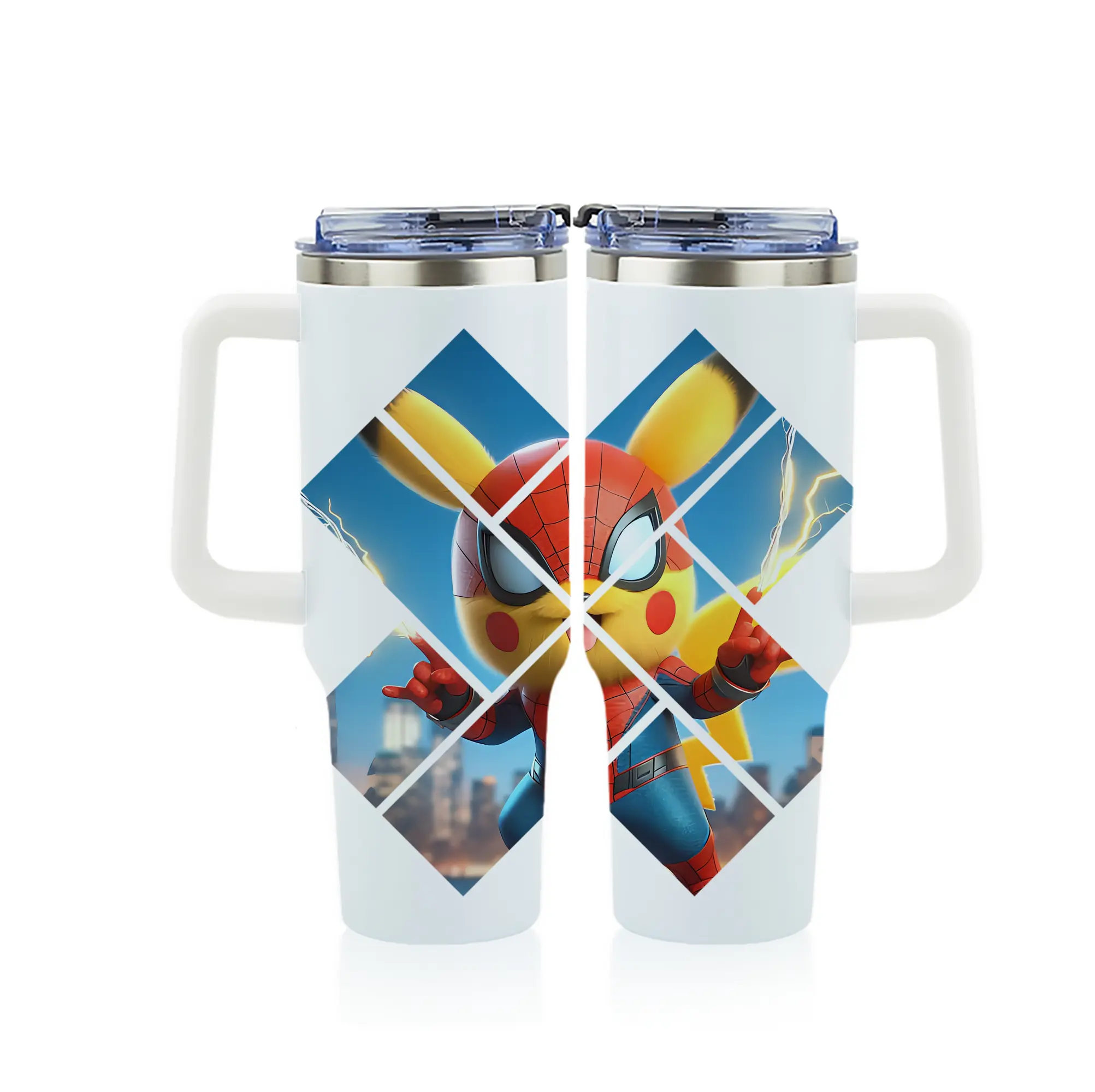 ポケモン グッズ,ピカチュウ - 1200mL フルプリント車用タンブラー ・ 304ステンレス 内側 ・ 201ステンレス 外側 ・ 保温 保冷 ・ 通勤 ドライブ アウトドア用