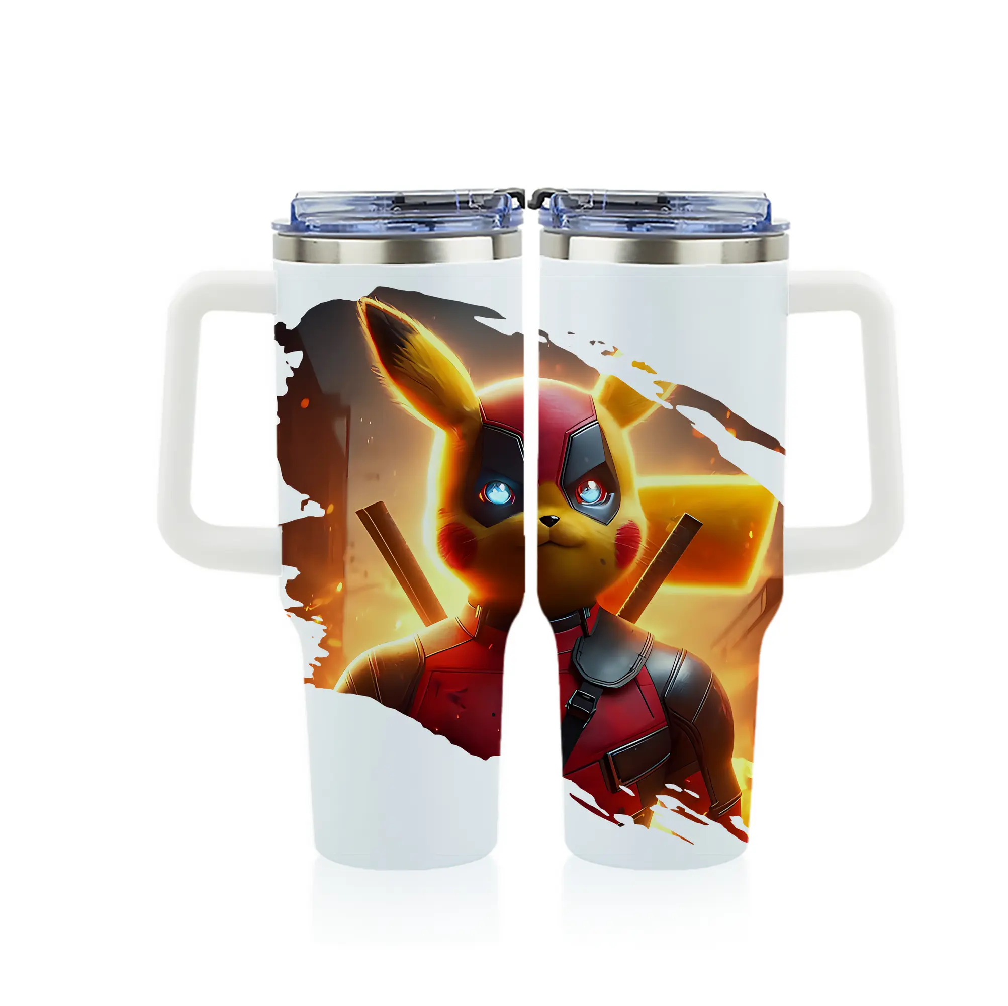 ポケモン グッズ,ピカチュウ - 1200mL フルプリント車用タンブラー ・ 304ステンレス 内側 ・ 201ステンレス 外側 ・ 保温 保冷 ・ 通勤 ドライブ アウトドア用