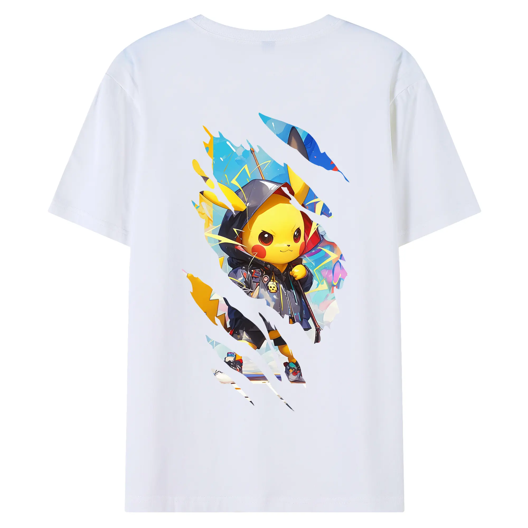 ポケモン グッズ,ピカチュウ - 綿100％ 半袖Tシャツ ・ バックプリント ・ 快適 通気性 ・ 日常使い 散歩 スポーツ用