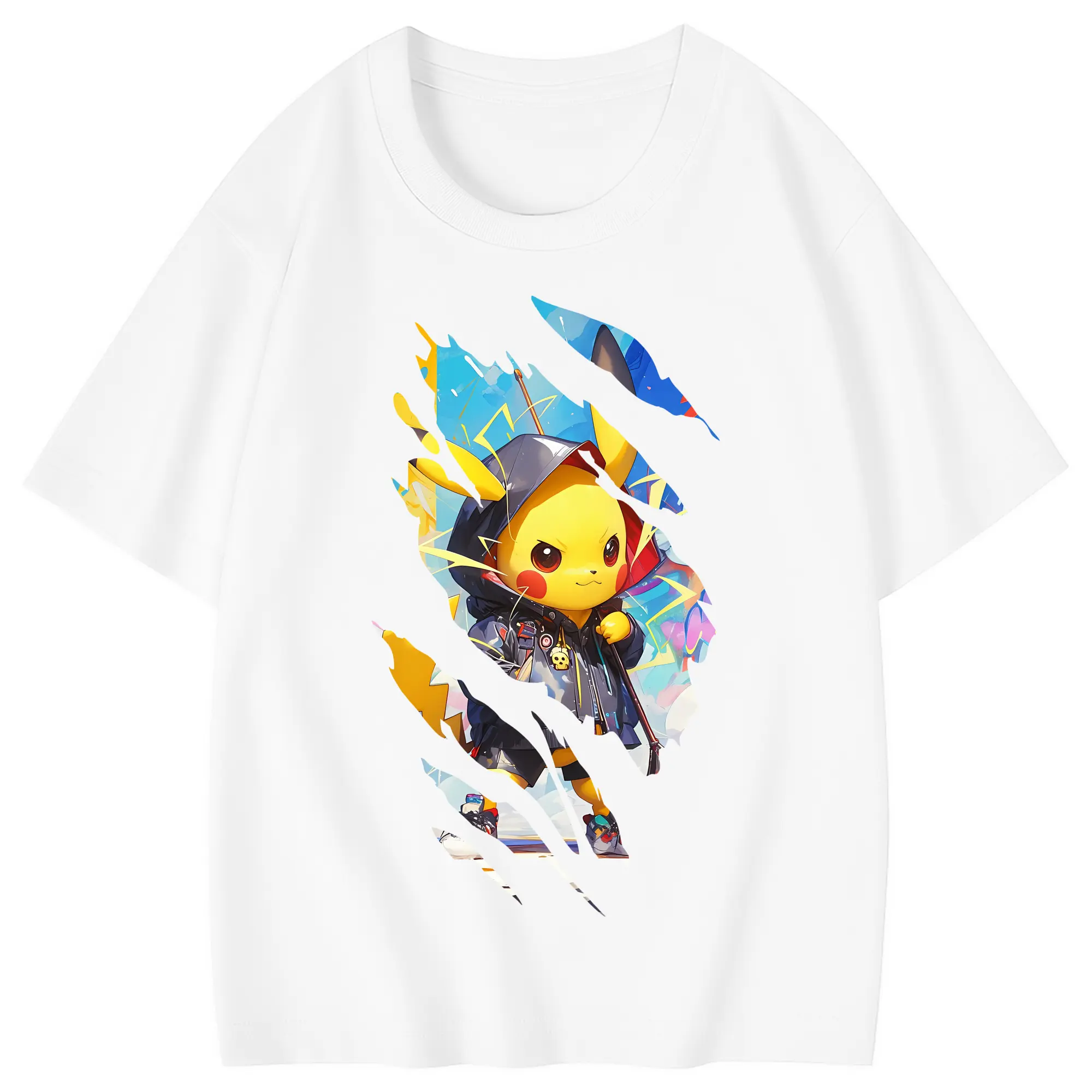 ポケモン グッズ,ピカチュウ - 綿100％ キッズTシャツ ・ フロントプリント ・ 快適 通気性 ・ スポーツ カジュアル 散歩用