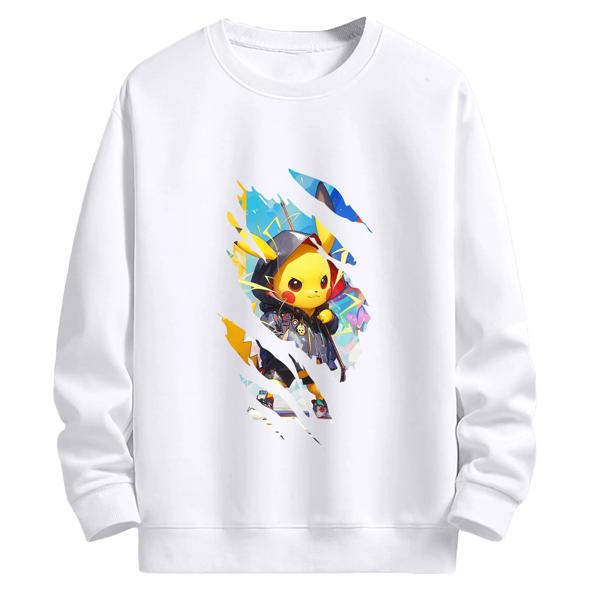 ポケモン グッズ,ピカチュウ - 高品質 クルーネック スウェット ・ コットン59％ ポリエステル41％ ・ ユニセックス 長袖 トレーナー ・ カジュアル デイリー スポーツ 散歩用