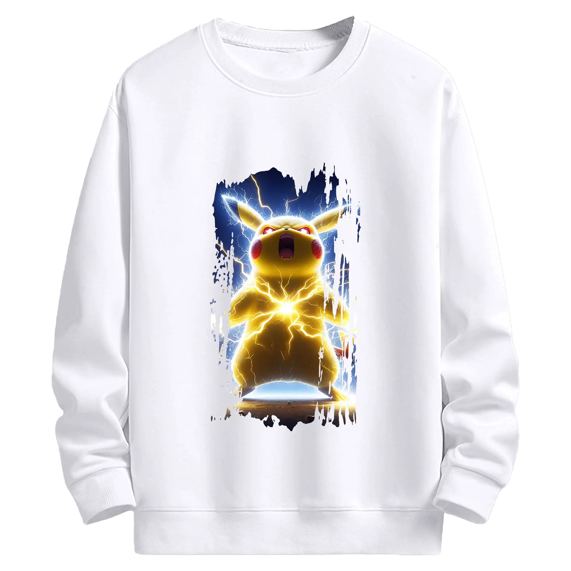 ポケモン グッズ,ピカチュウ - 高品質 クルーネック スウェット ・ コットン59％ ポリエステル41％ ・ ユニセックス 長袖 トレーナー ・ カジュアル デイリー スポーツ 散歩用