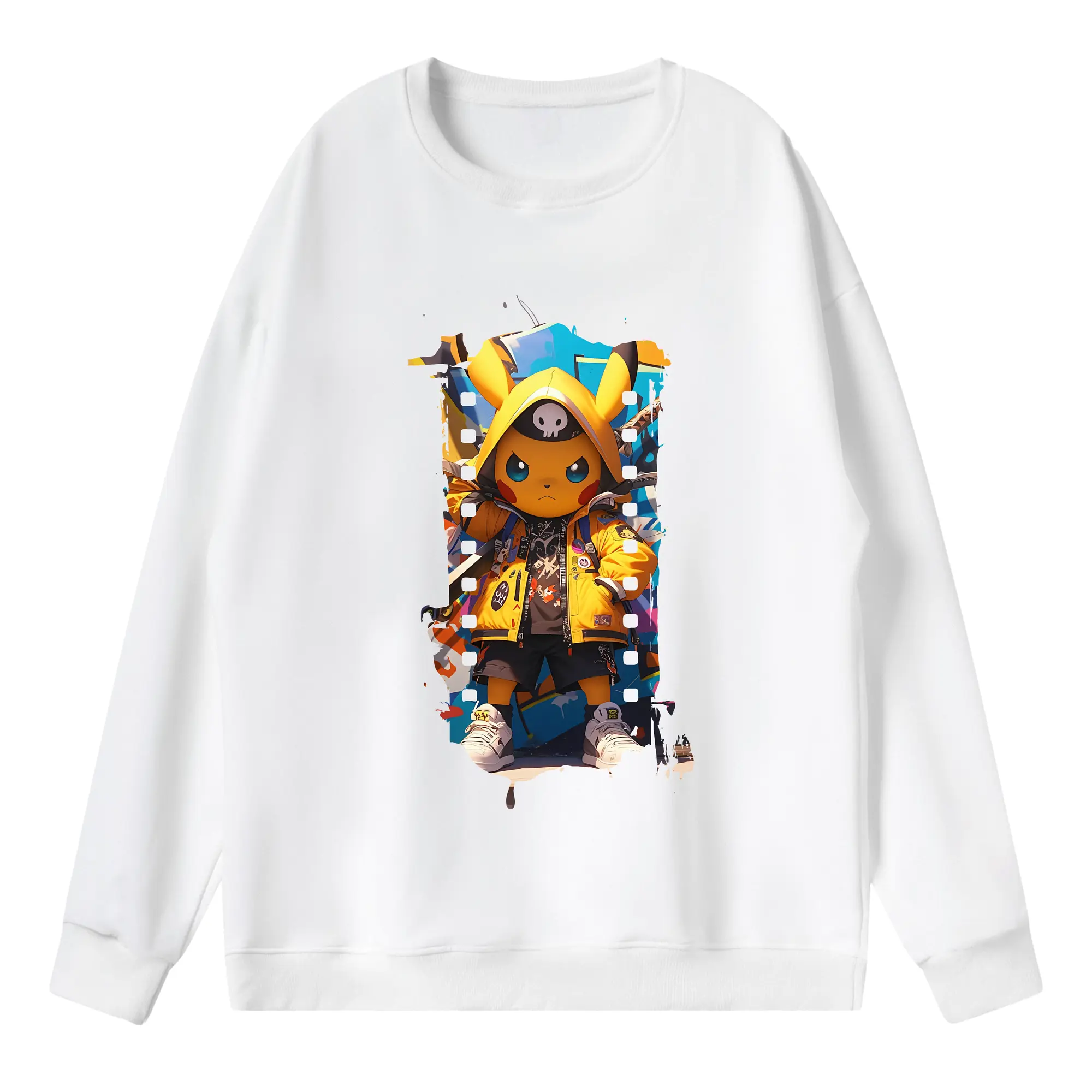 ポケモン グッズ,ピカチュウ - 薄手 クルーネック スウェット 裏毛260g · ポリエステル 春秋向け カジュアル 男女兼用 · トレーナー デイリー スポーツ 散歩に最適