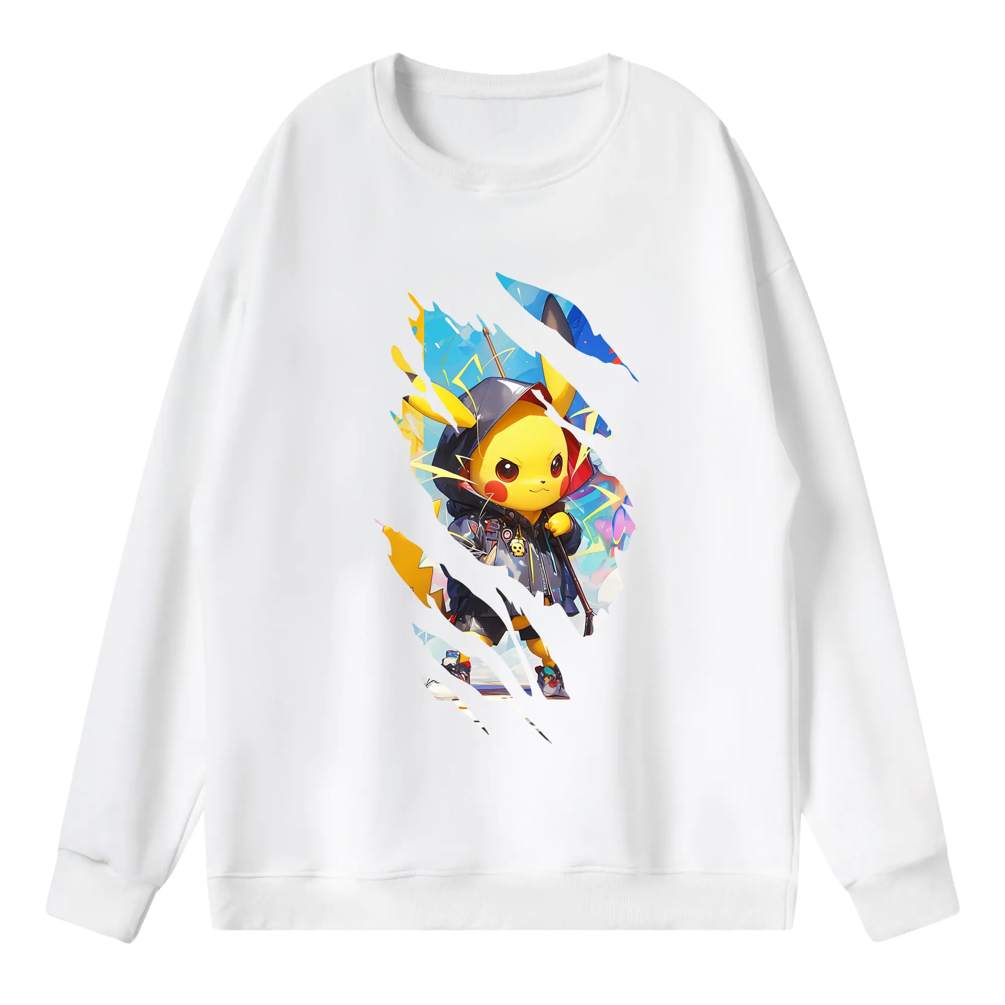 ポケモン グッズ,ピカチュウ - 薄手 クルーネック スウェット 裏毛260g · ポリエステル 春秋向け カジュアル 男女兼用 · トレーナー デイリー スポーツ 散歩に最適