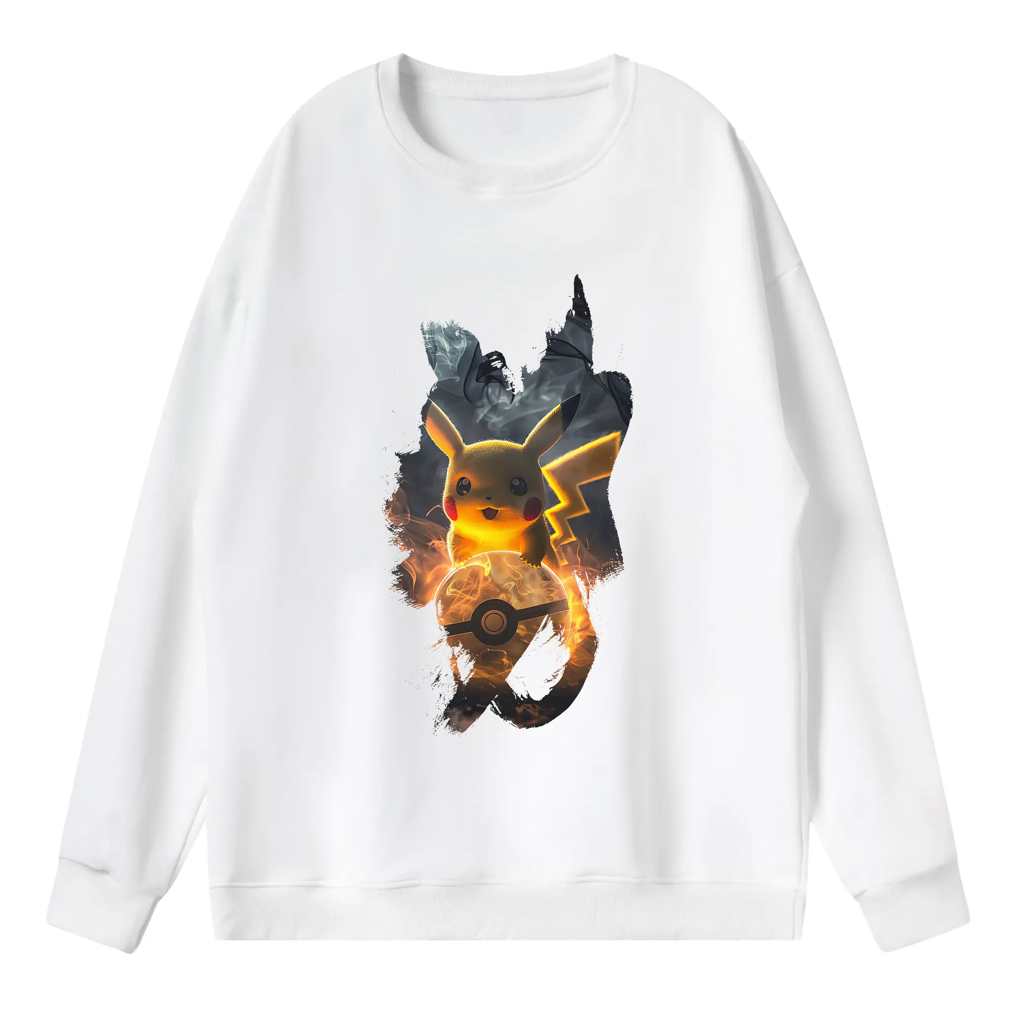 ポケモン グッズ,ピカチュウ - 薄手 クルーネック スウェット 裏毛260g · ポリエステル 春秋向け カジュアル 男女兼用 · トレーナー デイリー スポーツ 散歩に最適