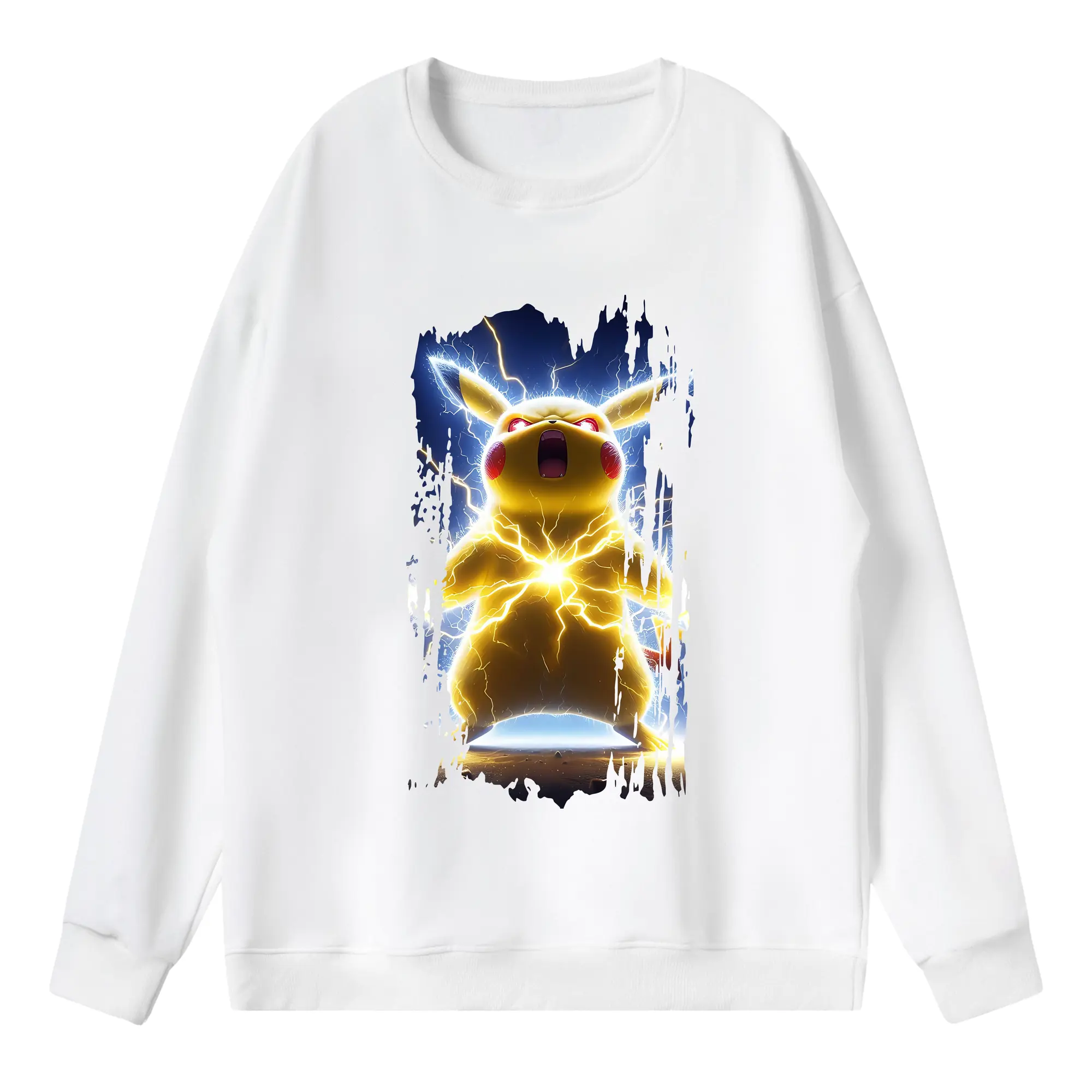 ポケモン グッズ,ピカチュウ - 薄手 クルーネック スウェット 裏毛260g · ポリエステル 春秋向け カジュアル 男女兼用 · トレーナー デイリー スポーツ 散歩に最適