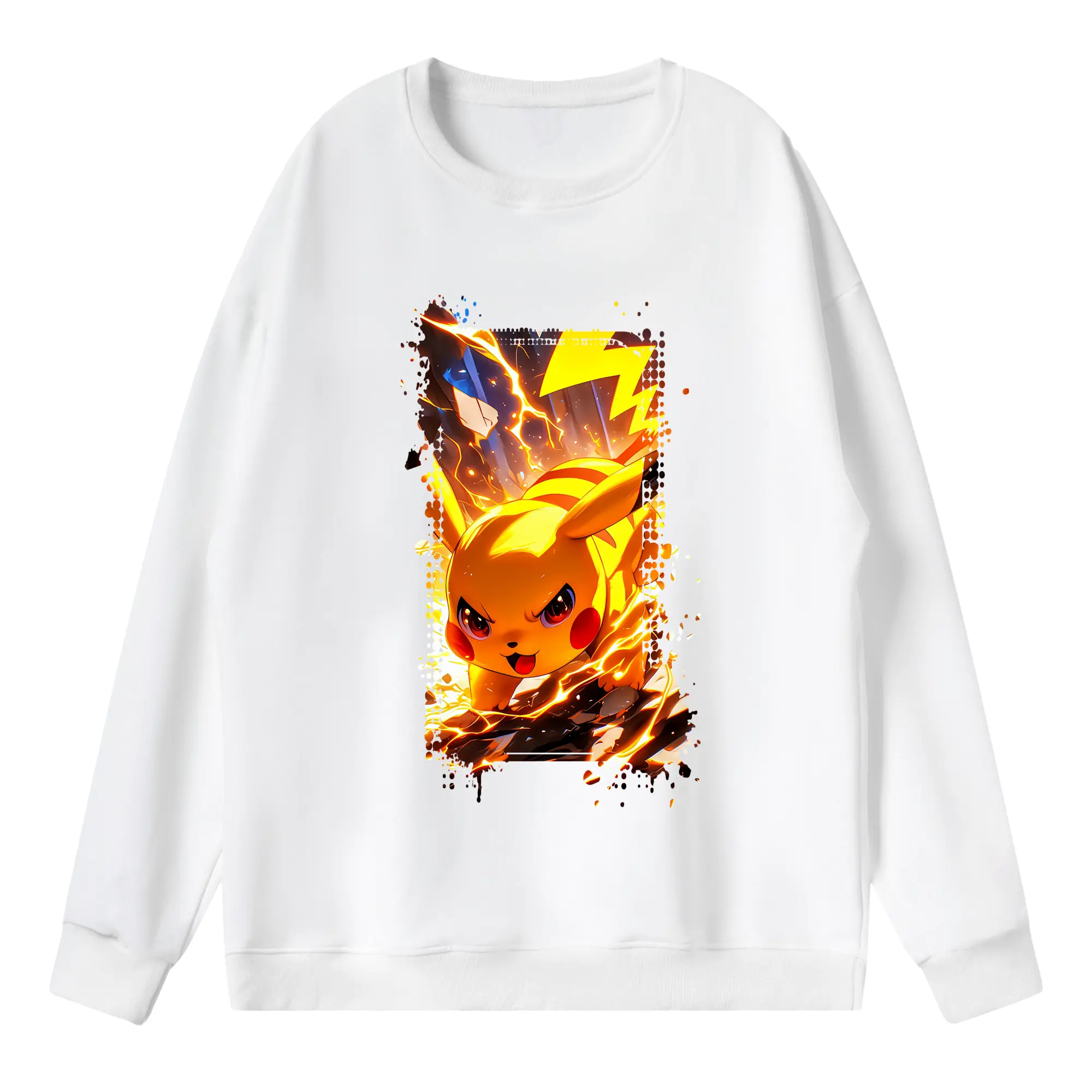 ポケモン グッズ,ピカチュウ - 薄手 クルーネック スウェット 裏毛260g · ポリエステル 春秋向け カジュアル 男女兼用 · トレーナー デイリー スポーツ 散歩に最適