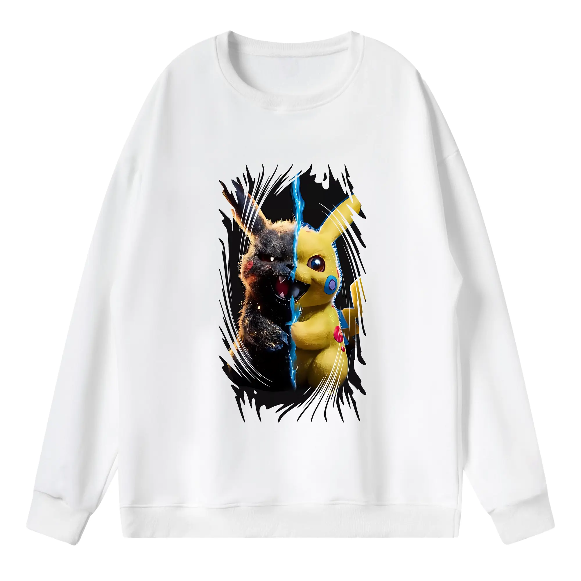 ポケモン グッズ,ピカチュウ - 薄手 クルーネック スウェット 裏毛260g · ポリエステル 春秋向け カジュアル 男女兼用 · トレーナー デイリー スポーツ 散歩に最適