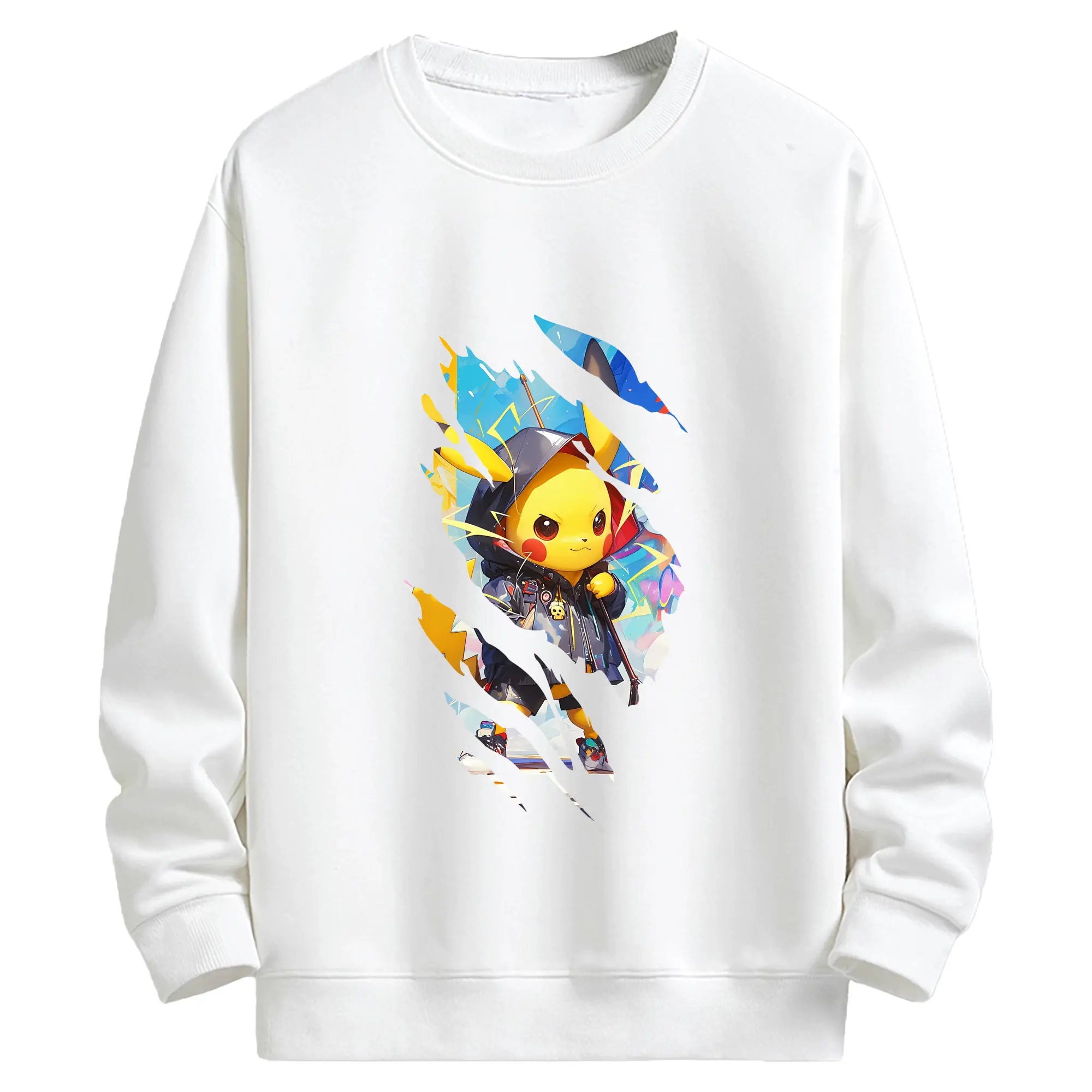 ポケモン グッズ,ピカチュウ - キッズ クルーネックスウェットシャツ ・ フロントプリント ・ 綿80％ ポリエステル20％ ・ 快適 通学 スポーツ 日常使い お散歩用