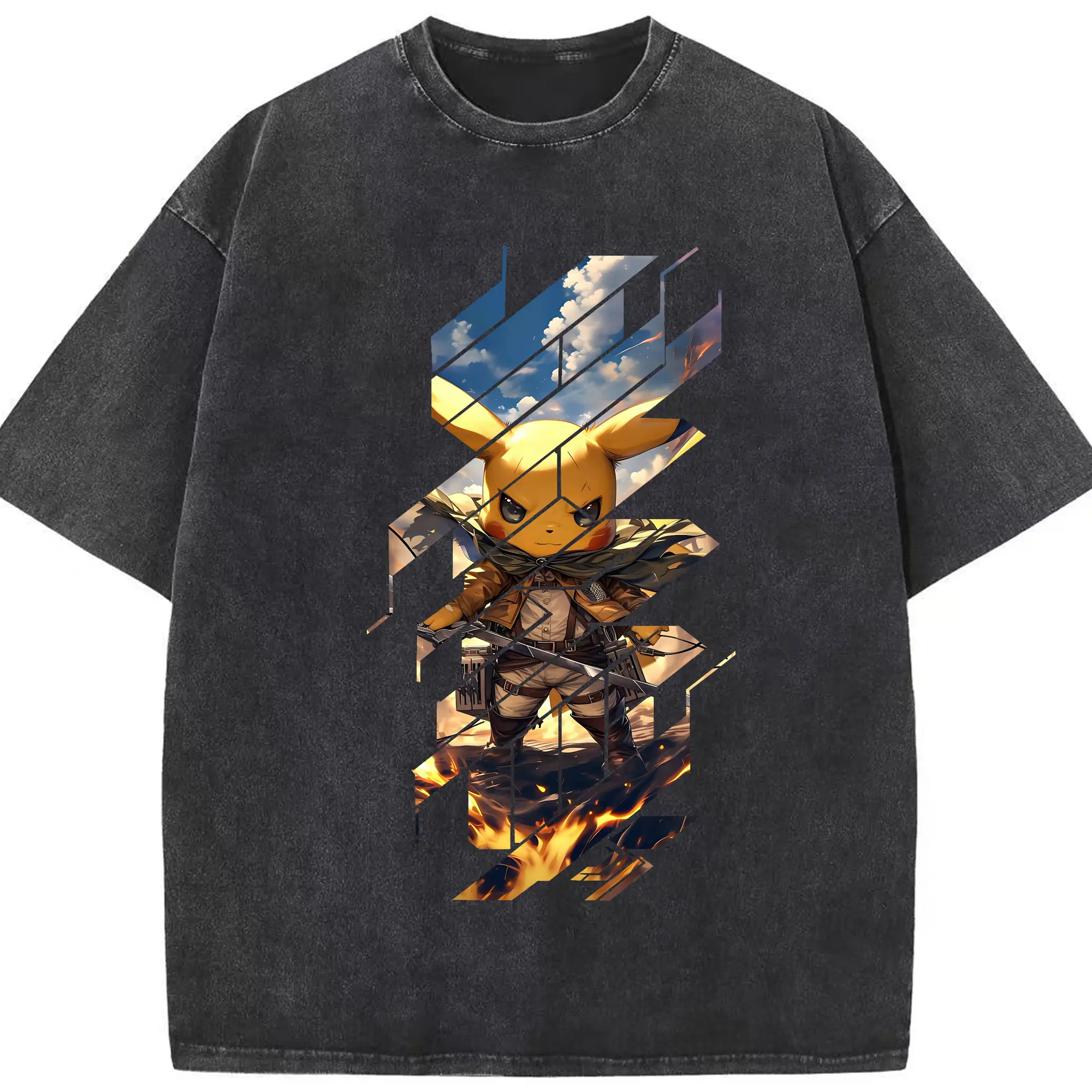 ポケモン グッズ,ピカチュウ - 綿100％ ヴィンテージ風 半袖Tシャツ ・ フロントプリント ・ 柔らか肌触り ・ 通気性 快適 ・ スポーツ カジュアル 外出用